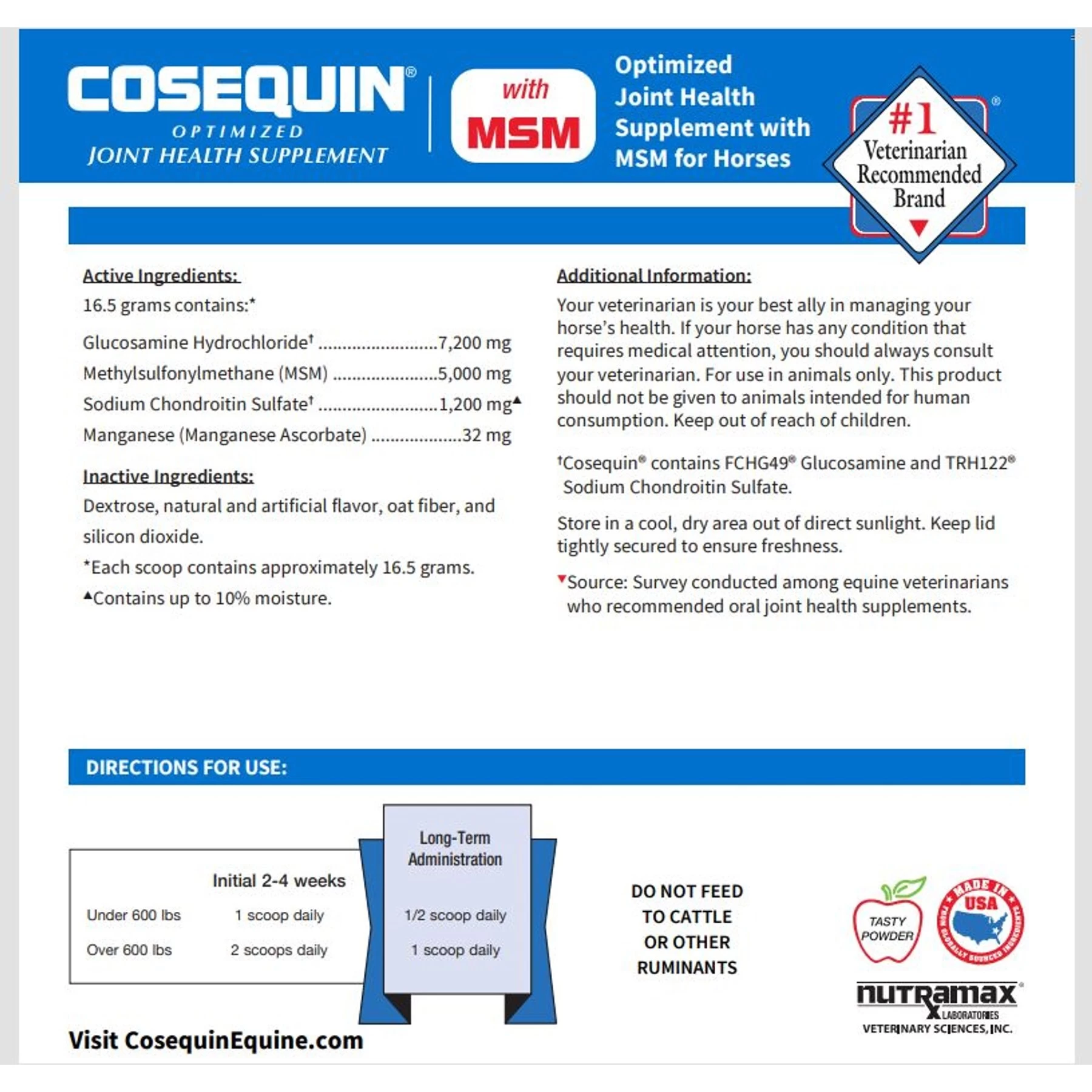 Nutramax Cosequin Optimized With MSM Joint Health Apple Flavor Powder Horse Supplement 4 Nutramax Cosequin Optimized With MSM Joint Health Apple Flavor Powder Horse Supplement - Image 4