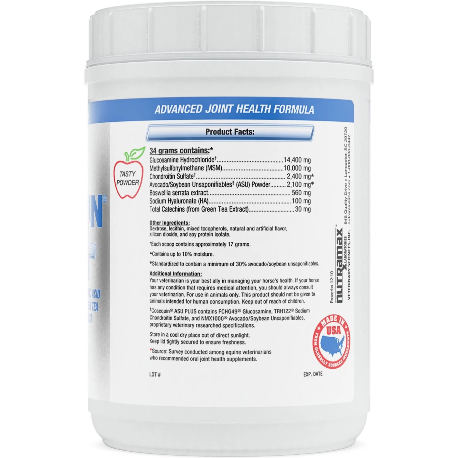 Nutramax Cosequin ASU Plus Hyaluronic Acid & Green Tea Extract Joint Health Powder Horse Supplement 3 Nutramax Cosequin ASU Plus Hyaluronic Acid & Green Tea Extract Joint Health Powder Horse Supplement - Image 3