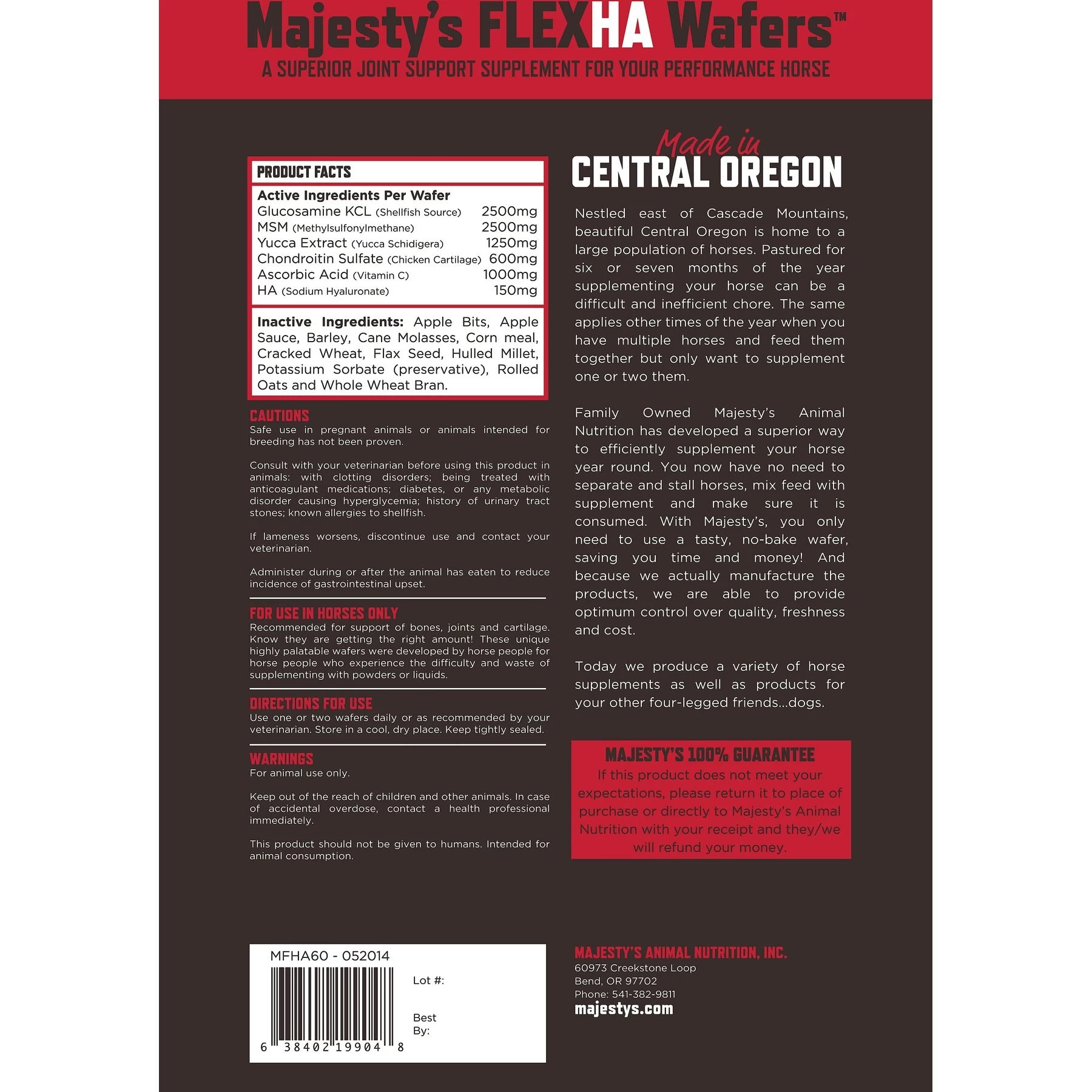 Majesty's Flex HA Joint Support Wafers Horse Supplement 2 Majesty's Flex HA Joint Support Wafers Horse Supplement - Image 2