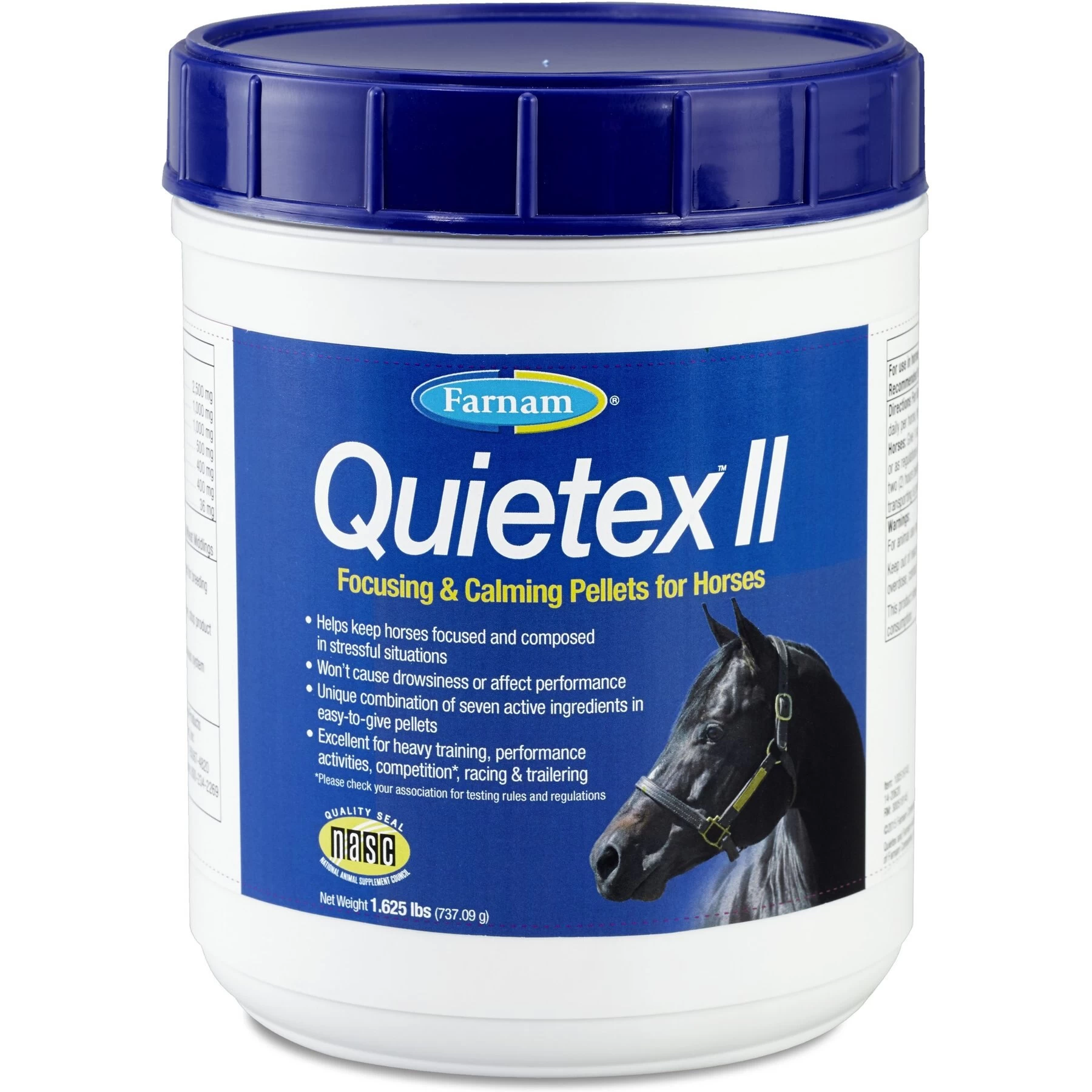 Farnam Quietex Focusing & Calming Hay Flavor Pellets Horse Supplement, 1.62-lb Tub 1 Farnam Quietex Focusing & Calming Hay Flavor Pellets Horse Supplement, 1.62-lb Tub