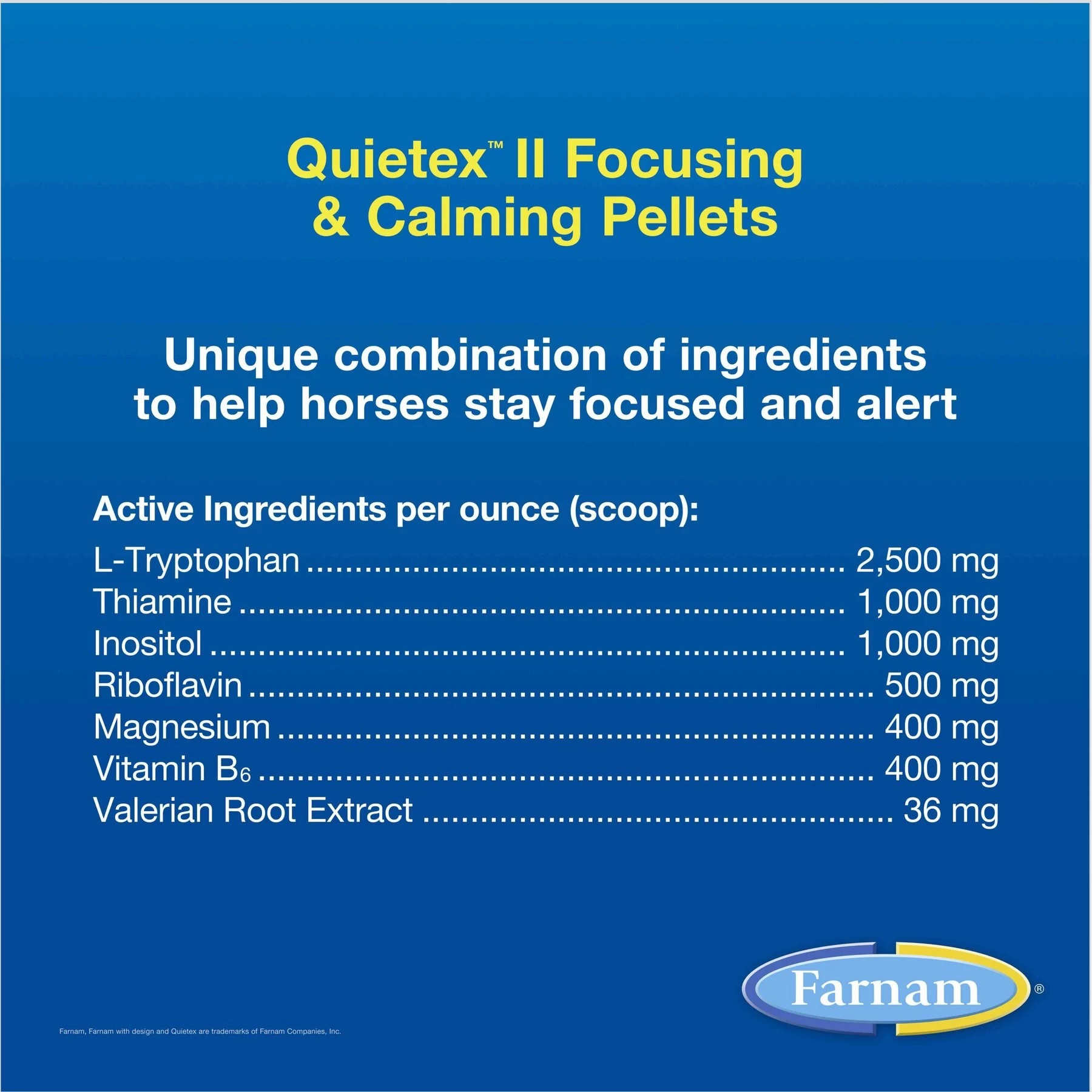 Farnam Quietex Focusing & Calming Hay Flavor Pellets Horse Supplement, 1.62-lb Tub 5 Farnam Quietex Focusing & Calming Hay Flavor Pellets Horse Supplement, 1.62-lb Tub - Image 5
