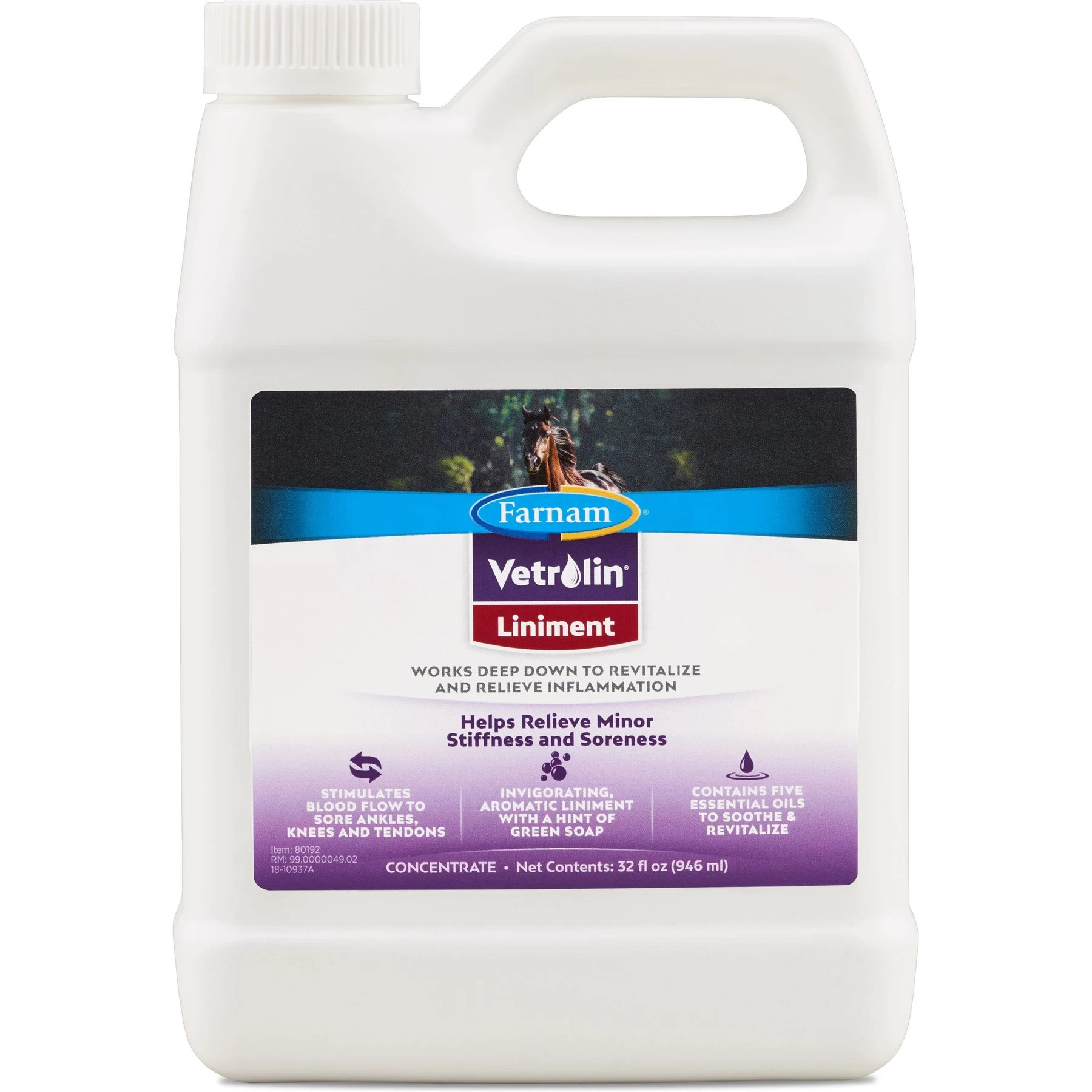 Farnam Vetrolin Sore Muscle & Joint Pain Relief Horse Liniment Concentrate 1 Farnam Vetrolin Sore Muscle & Joint Pain Relief Horse Liniment Concentrate