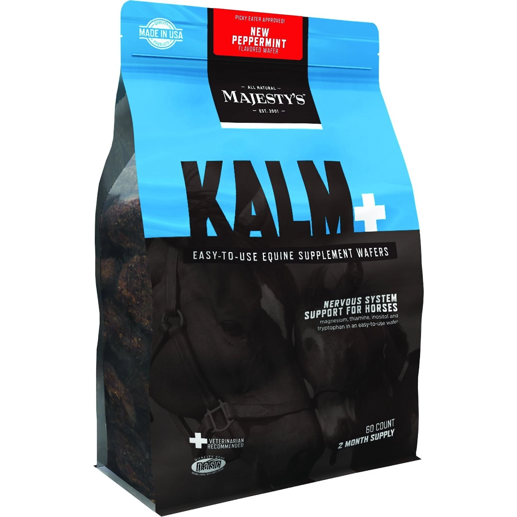 Majesty's Kalm+ Nervous System Support Peppermint Flavor Wafers Horse Supplement 1 Majesty's Kalm+ Nervous System Support Peppermint Flavor Wafers Horse Supplement