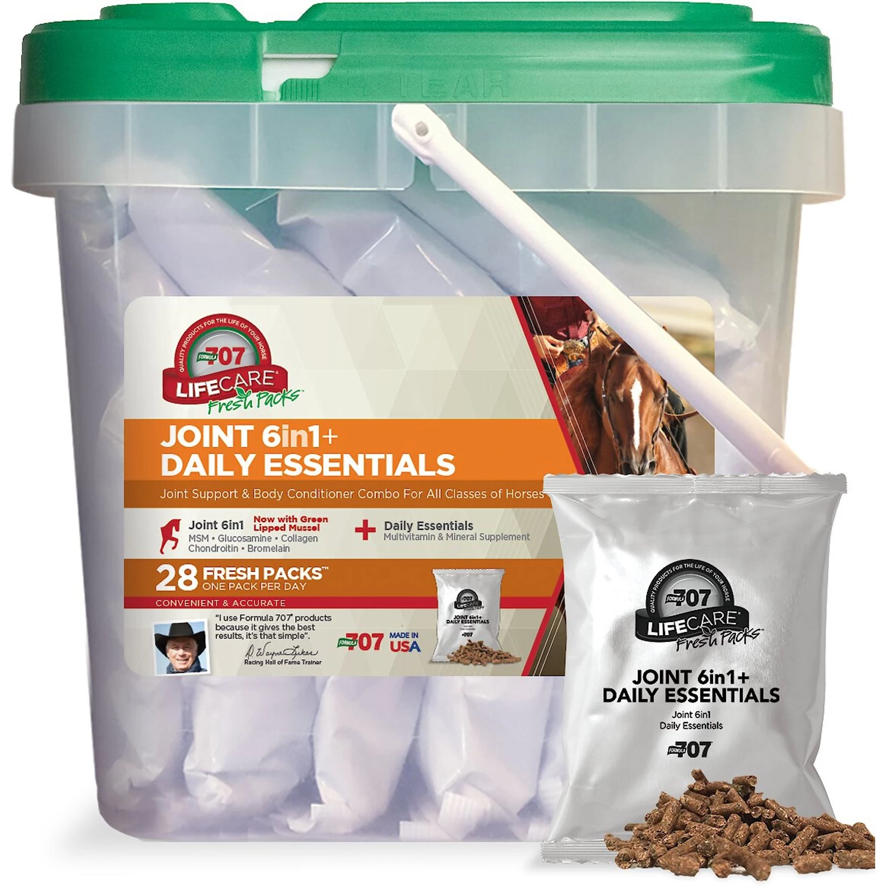 Formula 707 Joint 6-in-1 & Daily Essentials Pellets Hay Flavor Horse Supplement, 28 Count 1 Formula 707 Joint 6-in-1 & Daily Essentials Pellets Hay Flavor Horse Supplement, 28 Count