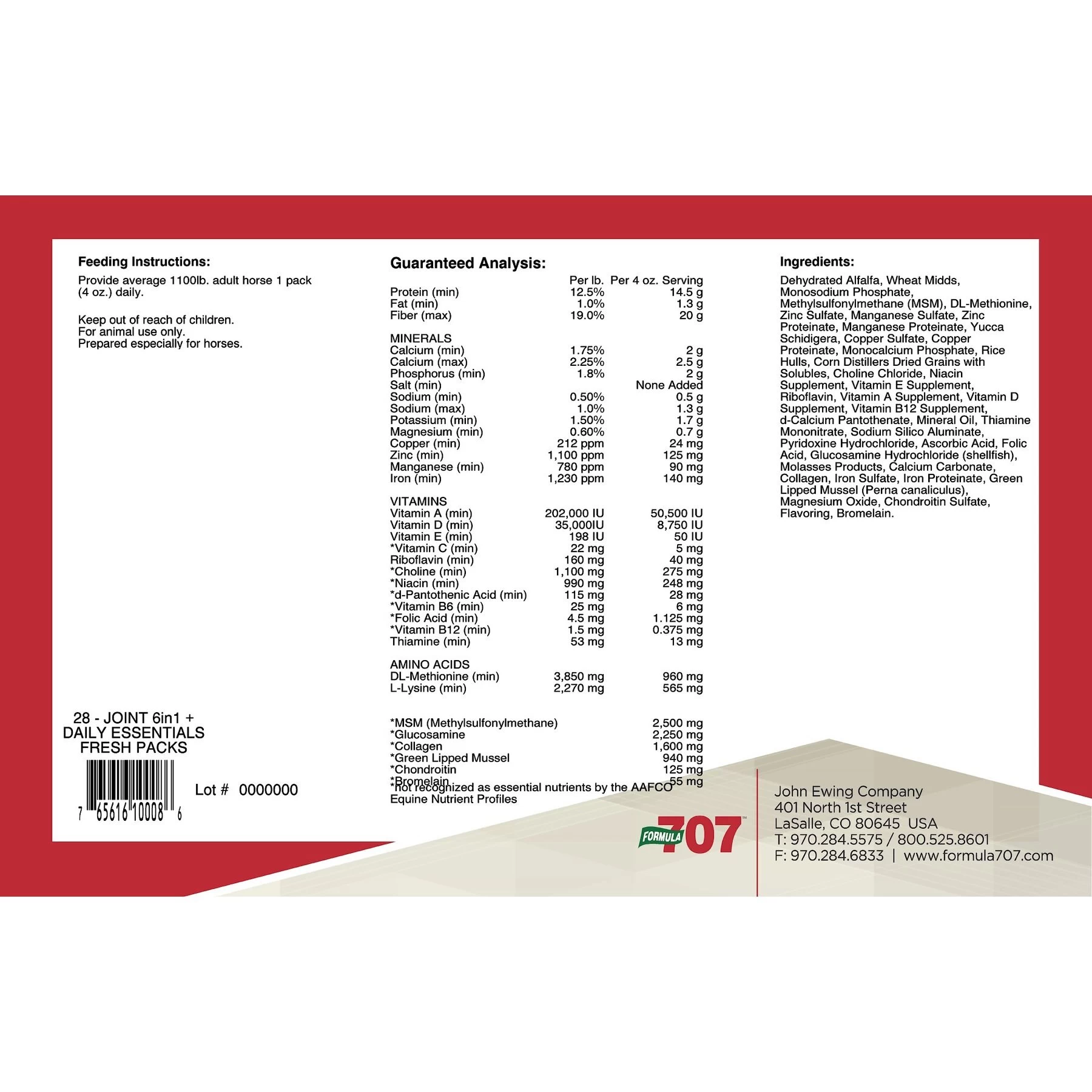 Formula 707 Joint 6-in-1 & Daily Essentials Pellets Hay Flavor Horse Supplement, 28 Count 2 Formula 707 Joint 6-in-1 & Daily Essentials Pellets Hay Flavor Horse Supplement, 28 Count - Image 2