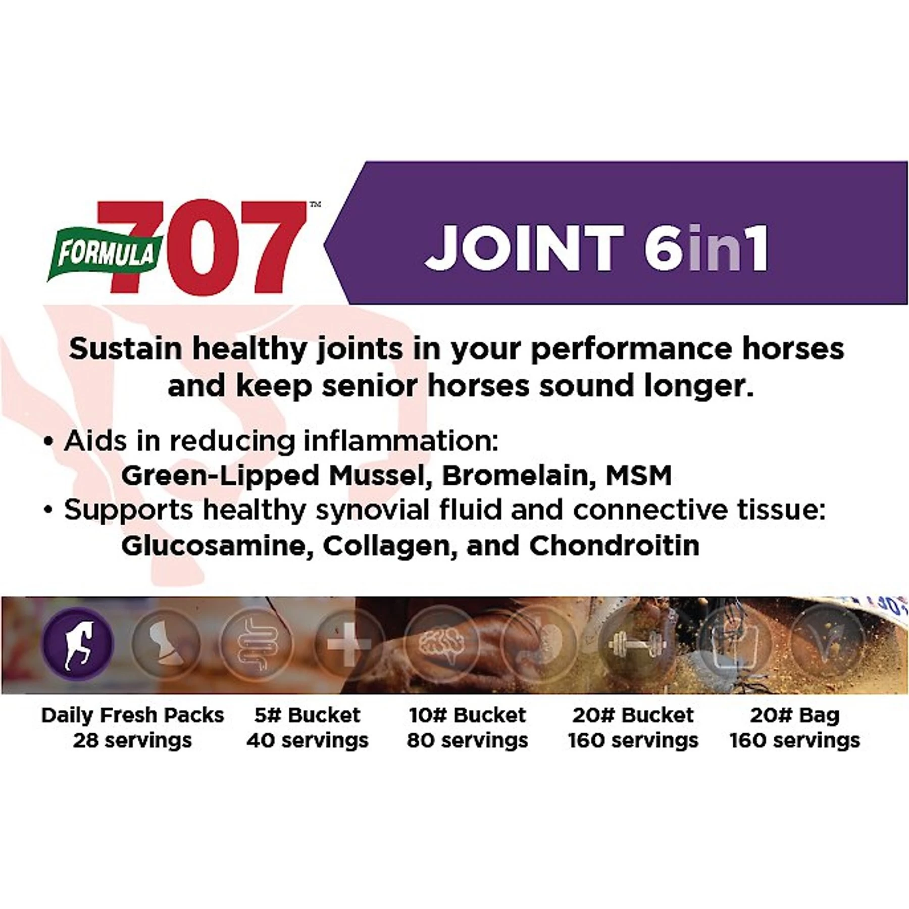 Formula 707 Joint 6-in-1 & Daily Essentials Pellets Hay Flavor Horse Supplement, 28 Count 3 Formula 707 Joint 6-in-1 & Daily Essentials Pellets Hay Flavor Horse Supplement, 28 Count - Image 3
