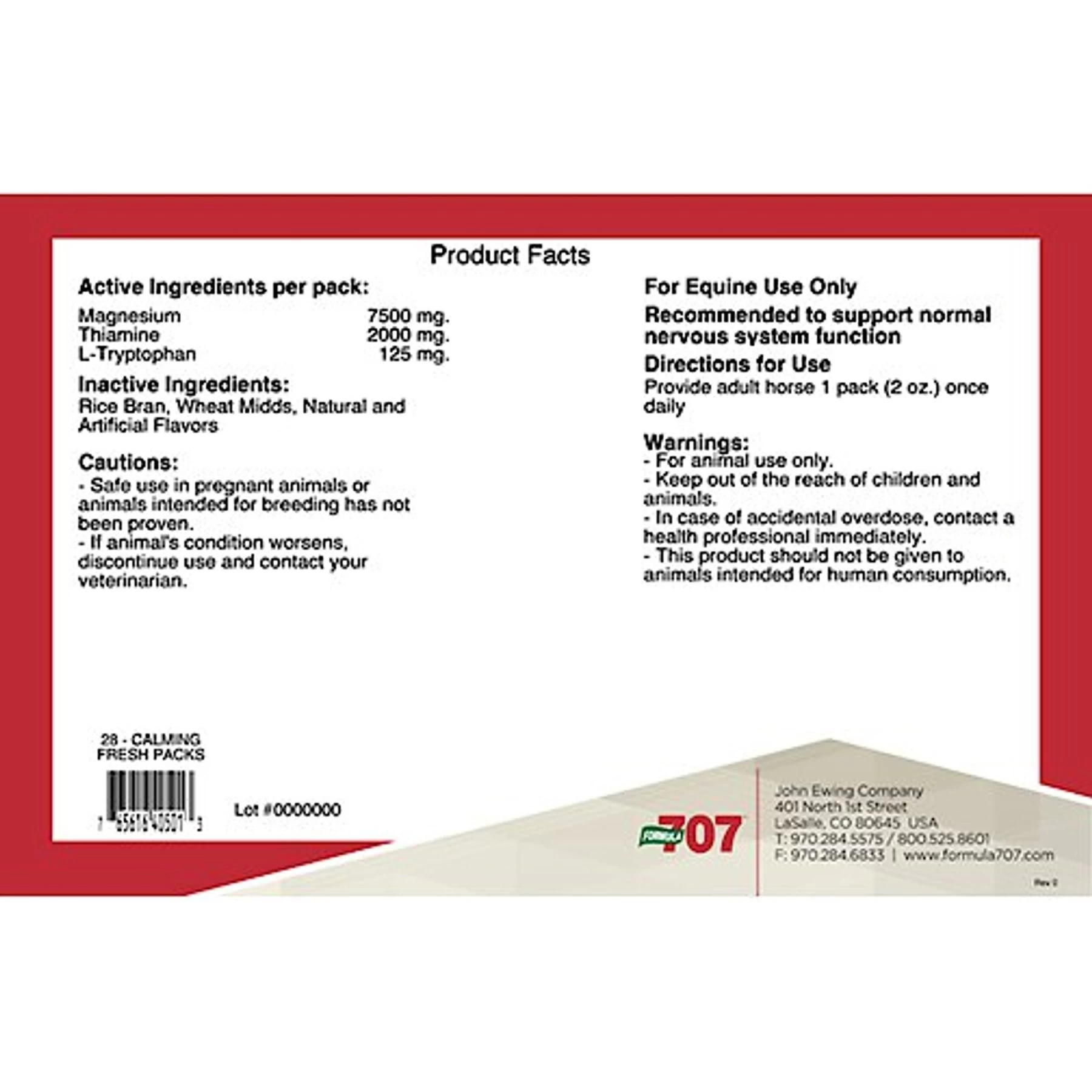 Formula 707 Calming Grain Flavor Pellets Horse Supplement, 28 Count 2 Formula 707 Calming Grain Flavor Pellets Horse Supplement, 28 Count - Image 2