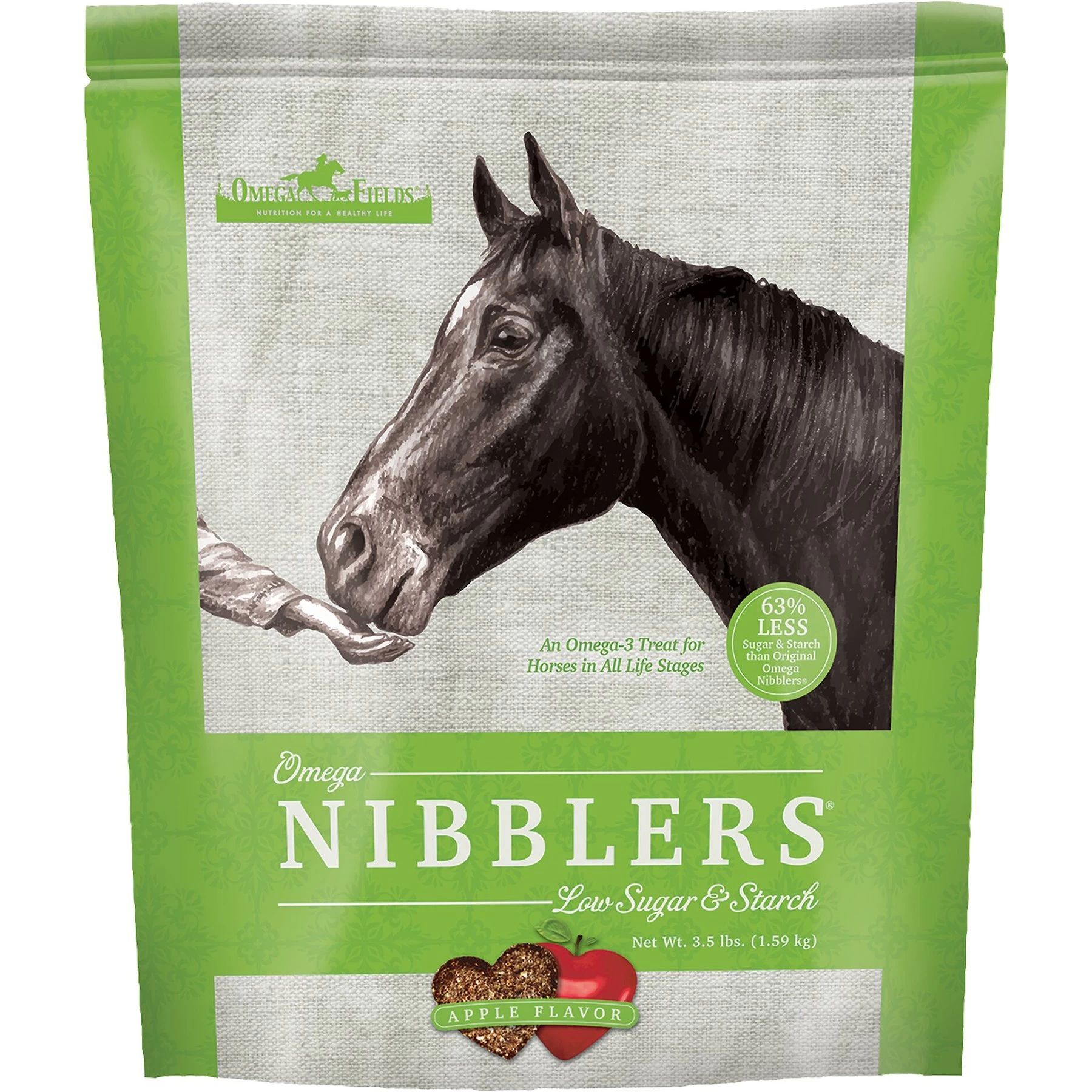 Omega Fields Omega Nibblers Low Sugar & Starch Apple Flavor Chews Horse Supplement 1 Omega Fields Omega Nibblers Low Sugar & Starch Apple Flavor Chews Horse Supplement