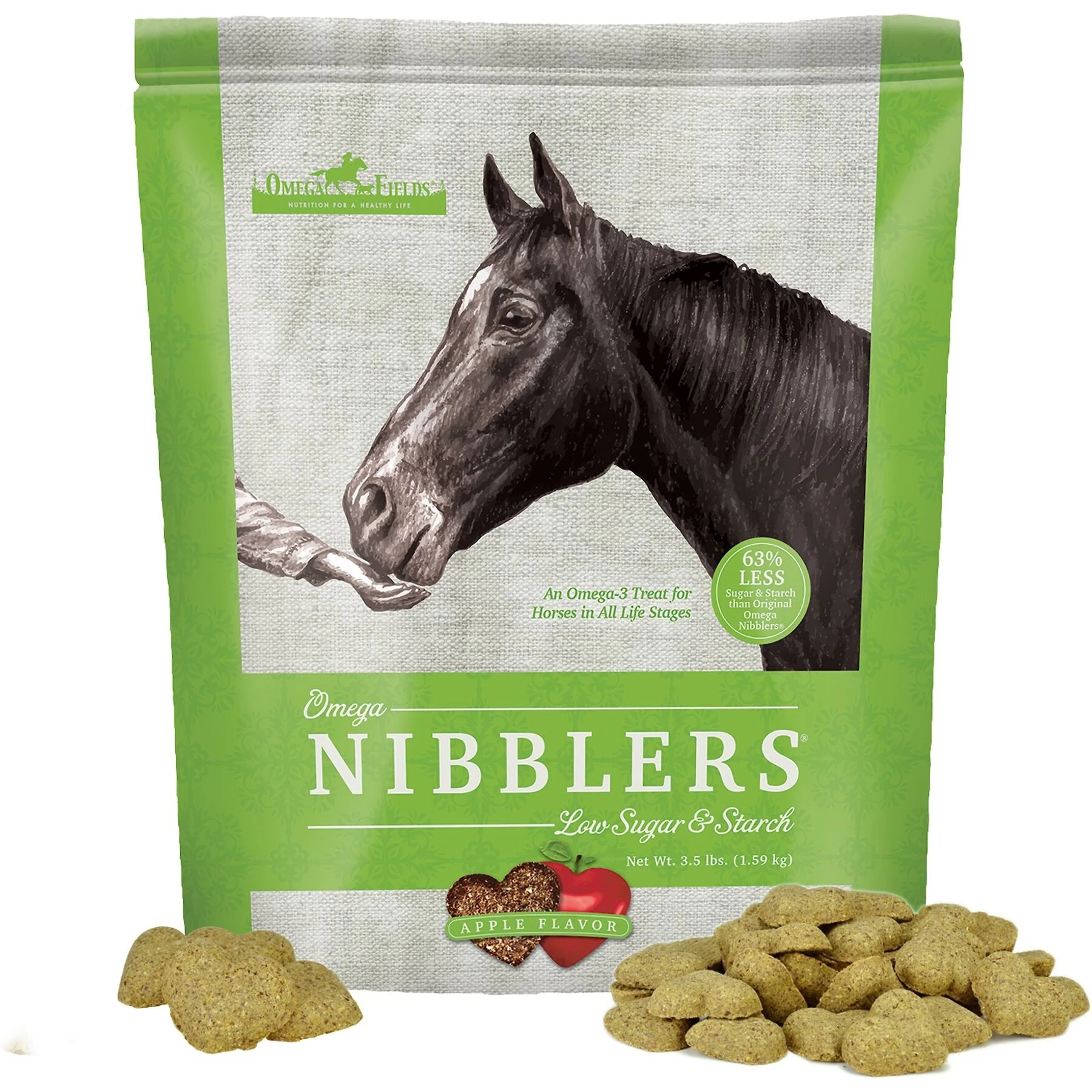 Omega Fields Omega Nibblers Low Sugar & Starch Apple Flavor Chews Horse Supplement 3 Omega Fields Omega Nibblers Low Sugar & Starch Apple Flavor Chews Horse Supplement - Image 3