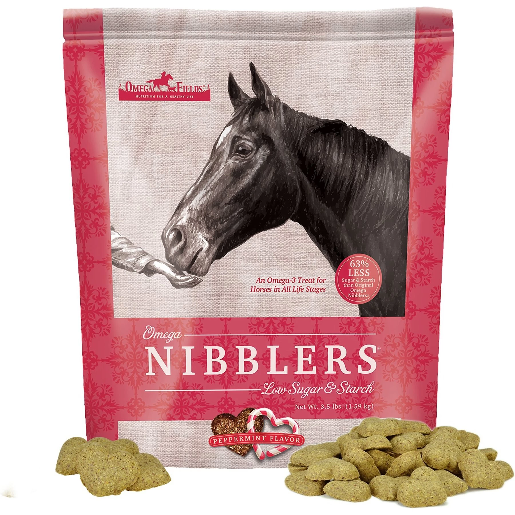 Omega Fields Omega Nibblers Low Sugar & Starch Peppermint Flavor Chews Horse Supplement 3 Omega Fields Omega Nibblers Low Sugar & Starch Peppermint Flavor Chews Horse Supplement - Image 3