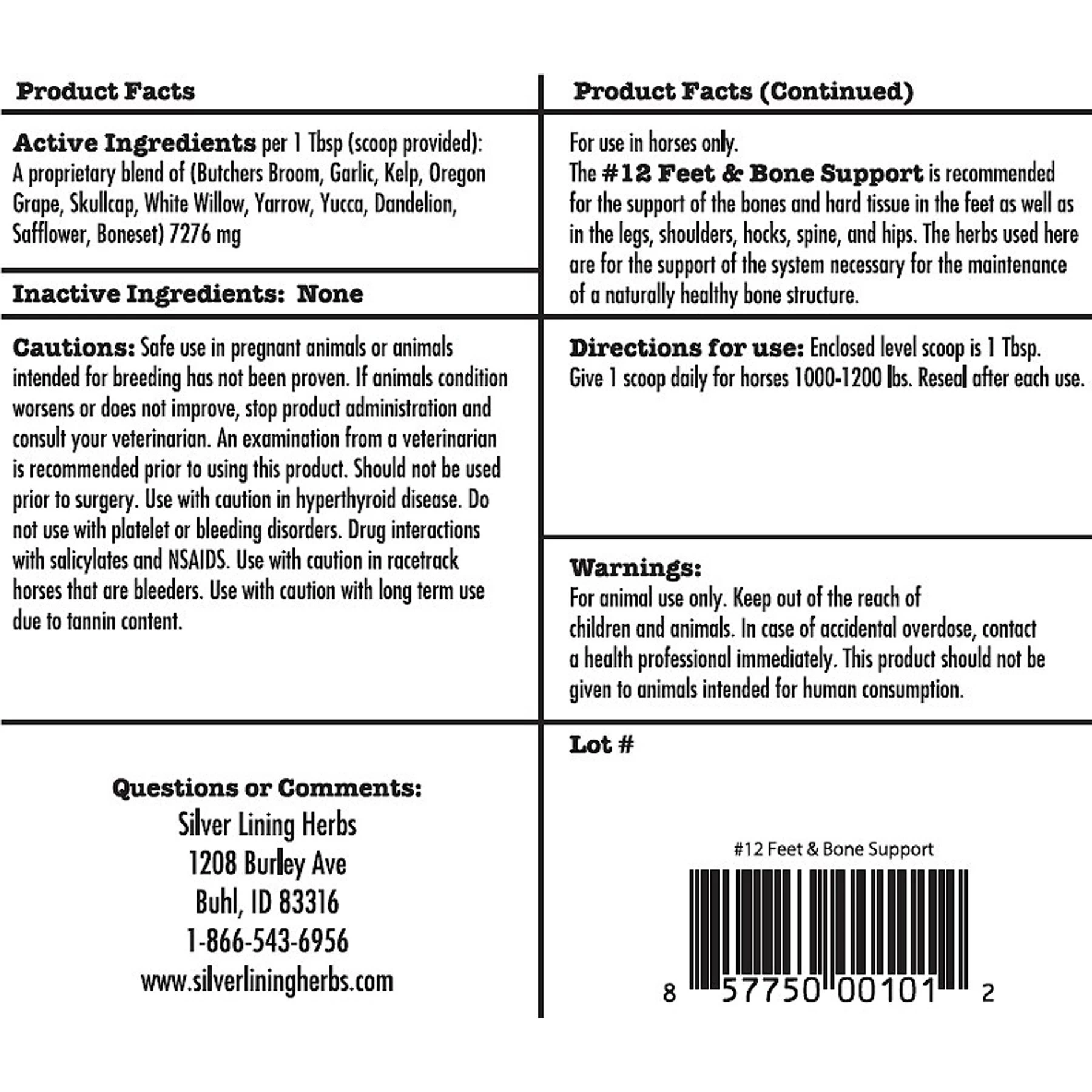 Silver Lining Herbs Feet & Bone Support Powder Horse Supplement, 1-lb Bag 2 Silver Lining Herbs Feet & Bone Support Powder Horse Supplement, 1-lb Bag - Image 2