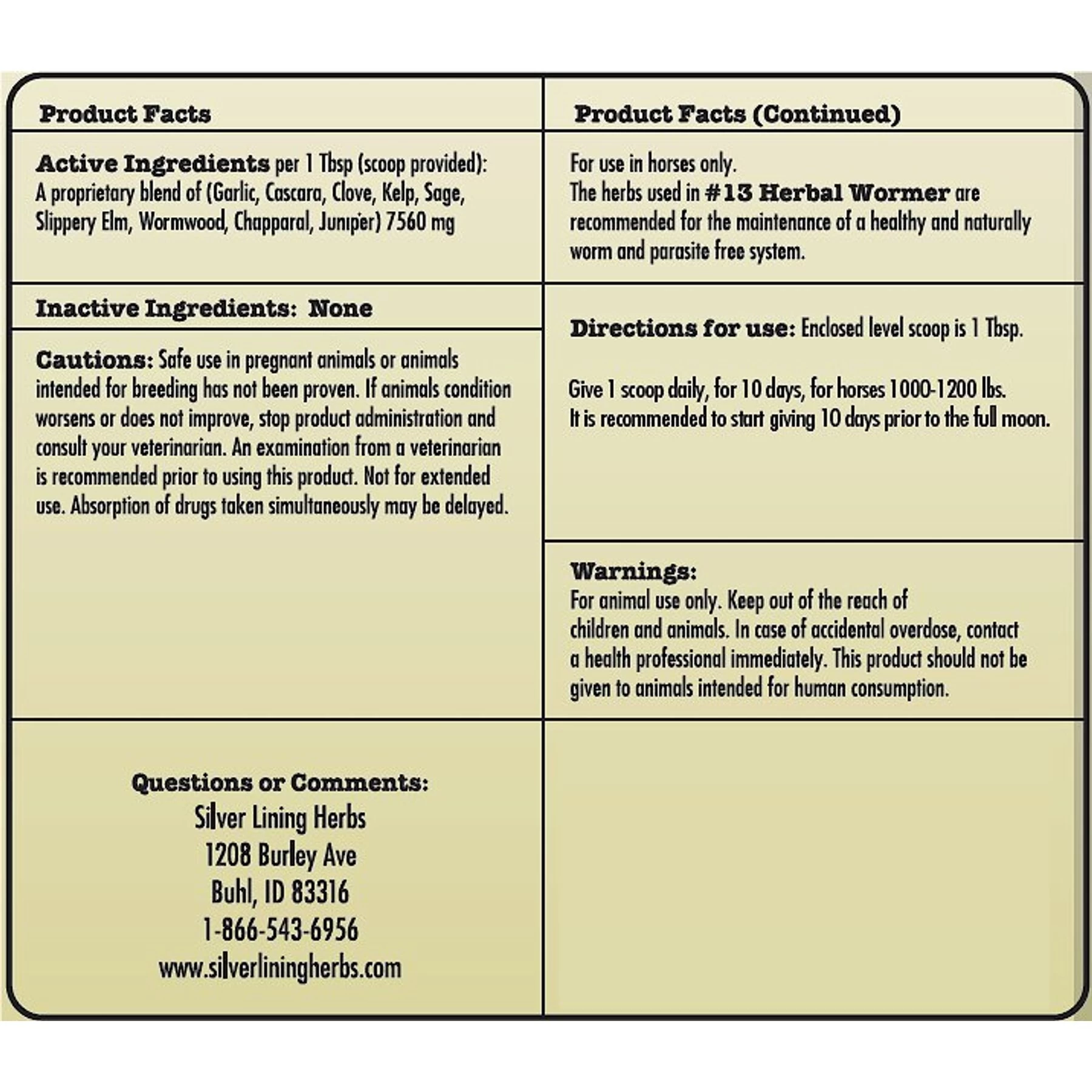 Silver Lining Herbs Herbal Horse Dewormer Supplement 2 Silver Lining Herbs Herbal Horse Dewormer Supplement - Image 2