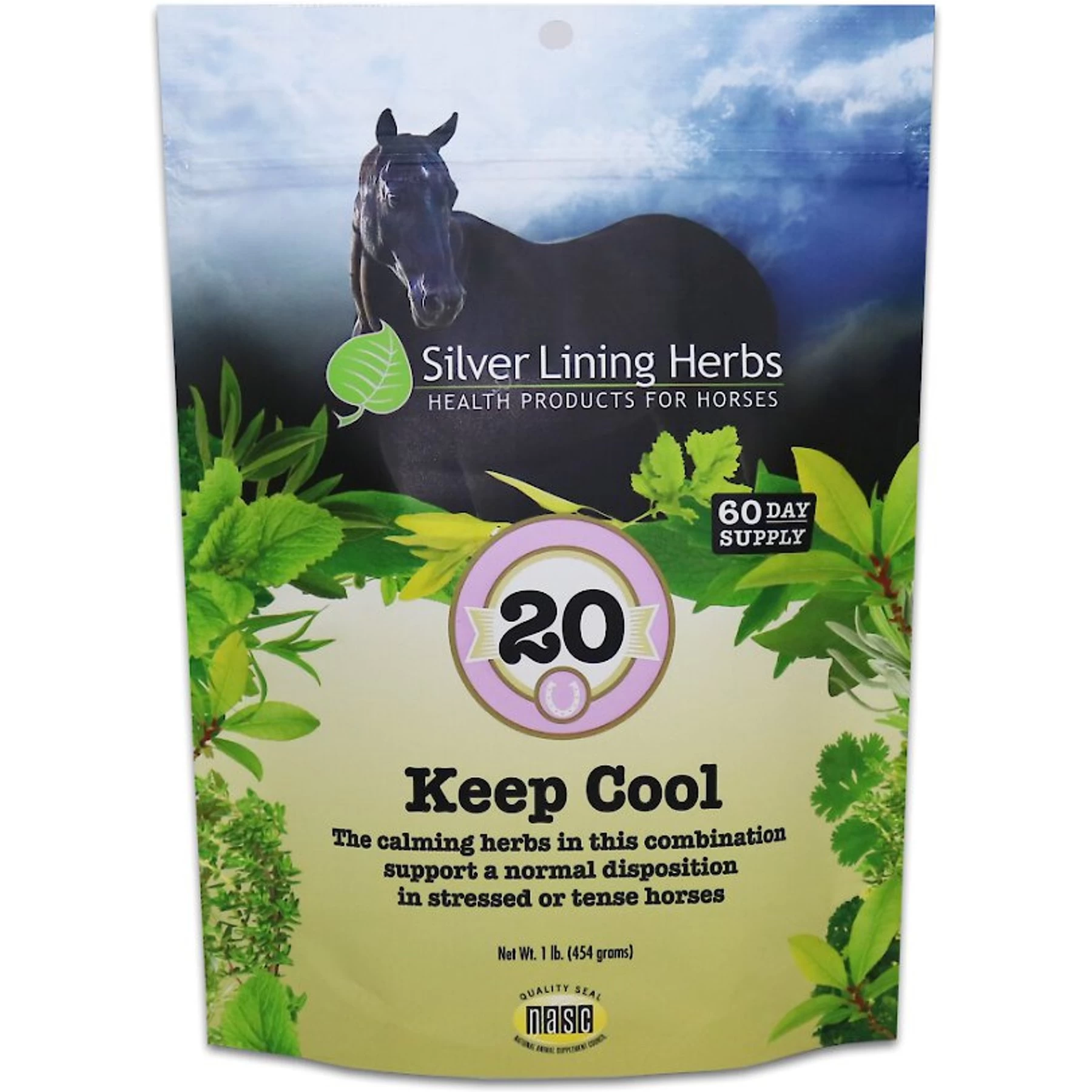 Silver Lining Herbs Keep Cool Calming Powder Horse Supplement, 1-lb Bag 1 Silver Lining Herbs Keep Cool Calming Powder Horse Supplement, 1-lb Bag