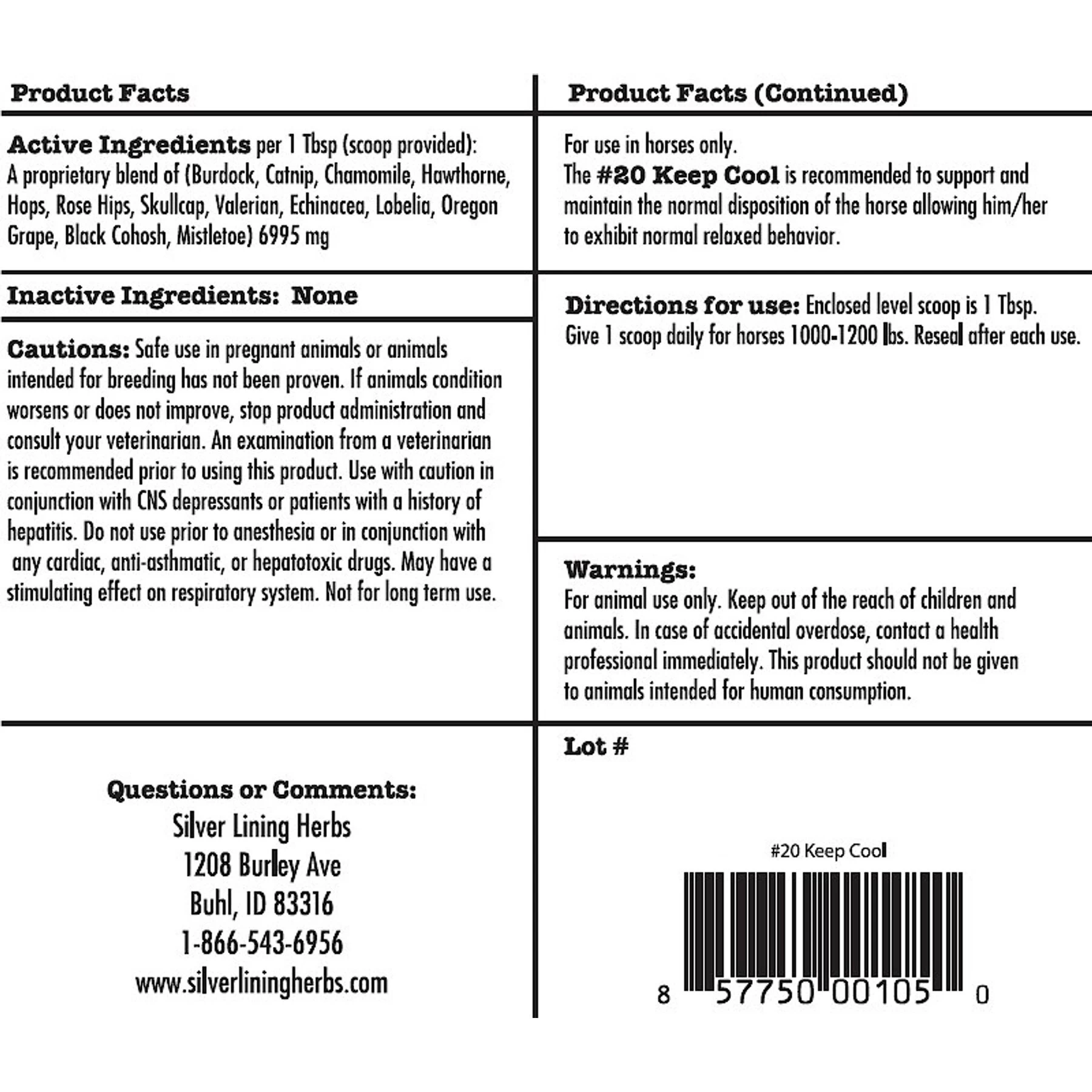Silver Lining Herbs Keep Cool Calming Powder Horse Supplement, 1-lb Bag 2 Silver Lining Herbs Keep Cool Calming Powder Horse Supplement, 1-lb Bag - Image 2