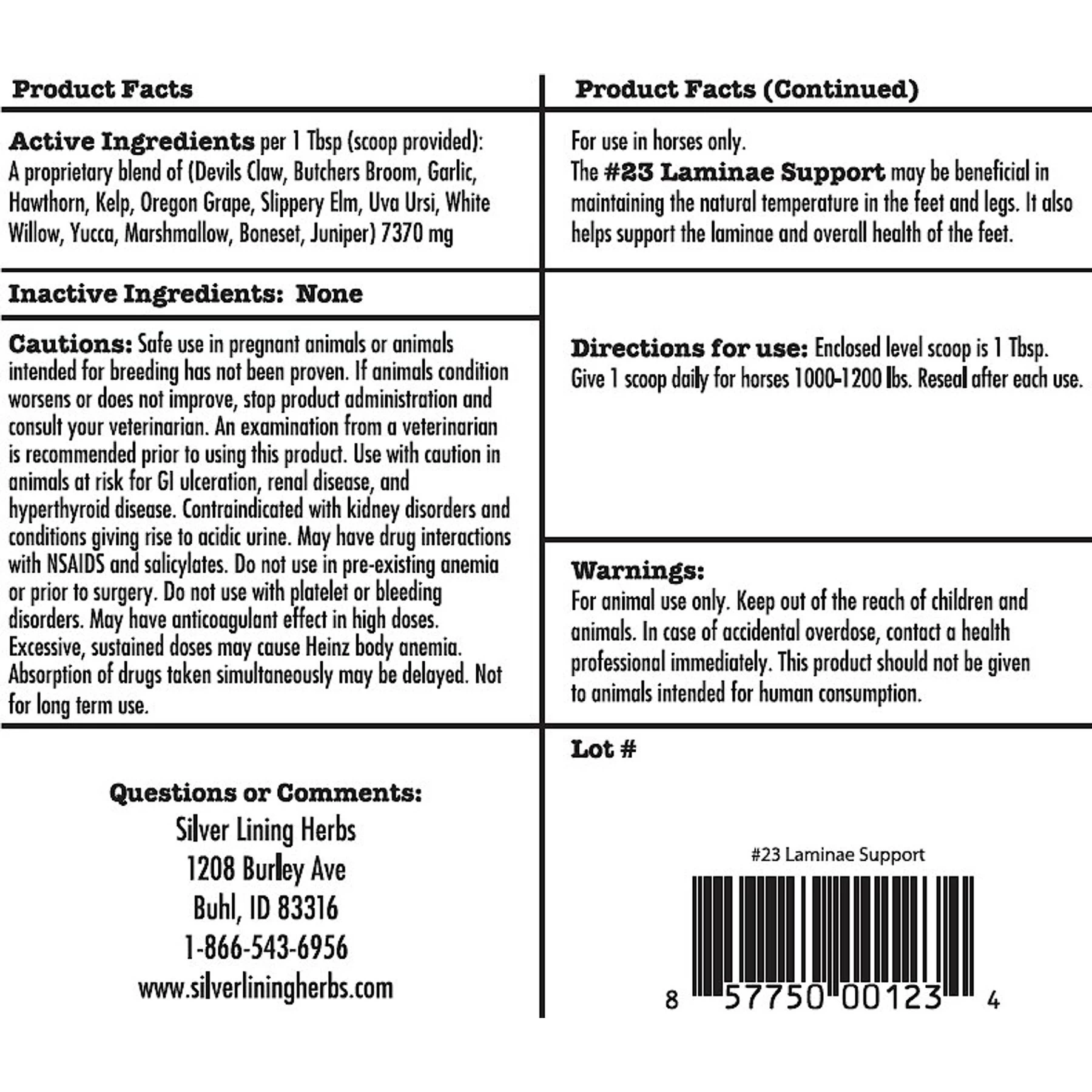 Silver Lining Herbs Laminae Support Powder Horse Supplement, 1-lb Bag 2 Silver Lining Herbs Laminae Support Powder Horse Supplement, 1-lb Bag - Image 2