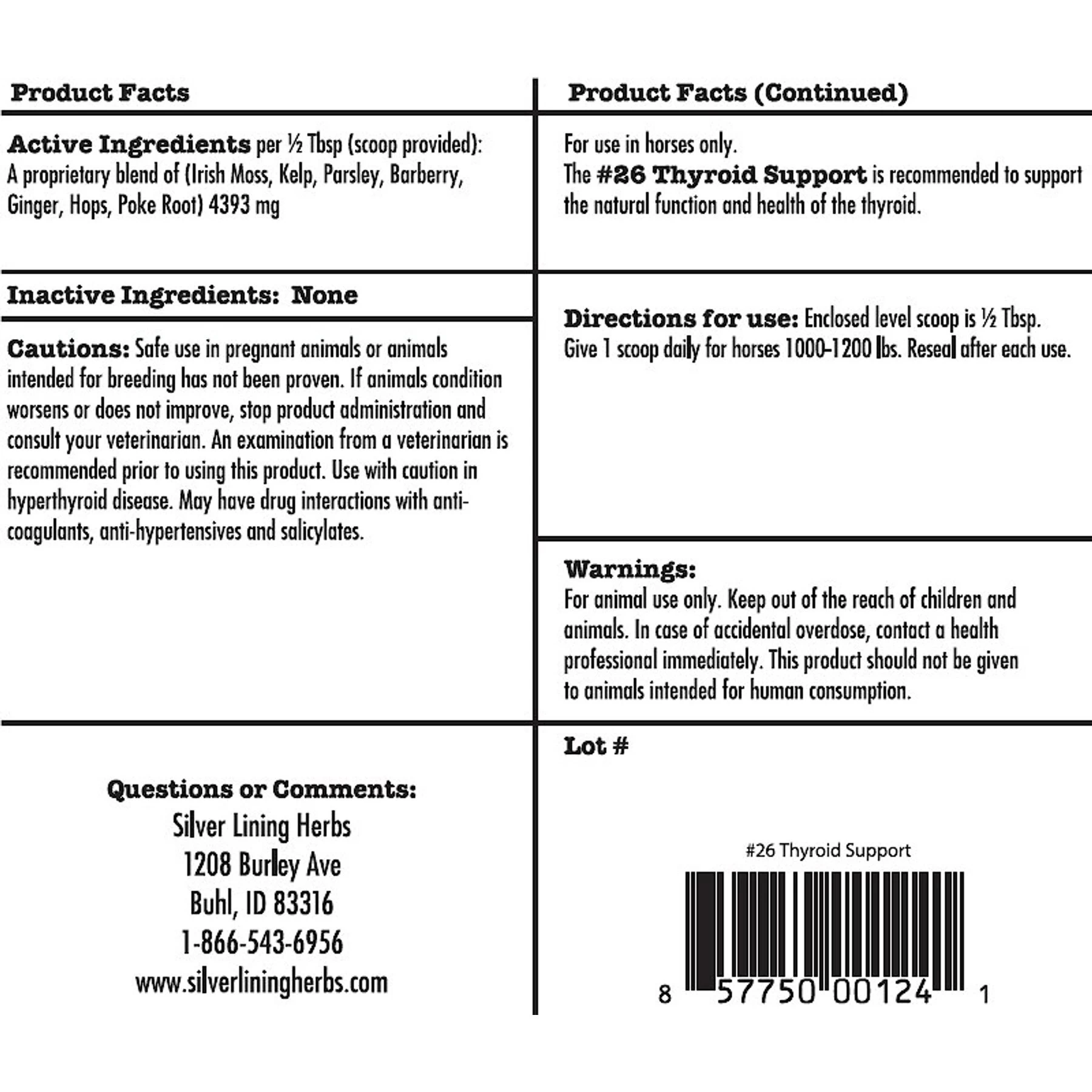 Silver Lining Herbs Thyroid Support Powder Horse Supplement, 1-lb Bag 2 Silver Lining Herbs Thyroid Support Powder Horse Supplement, 1-lb Bag - Image 2