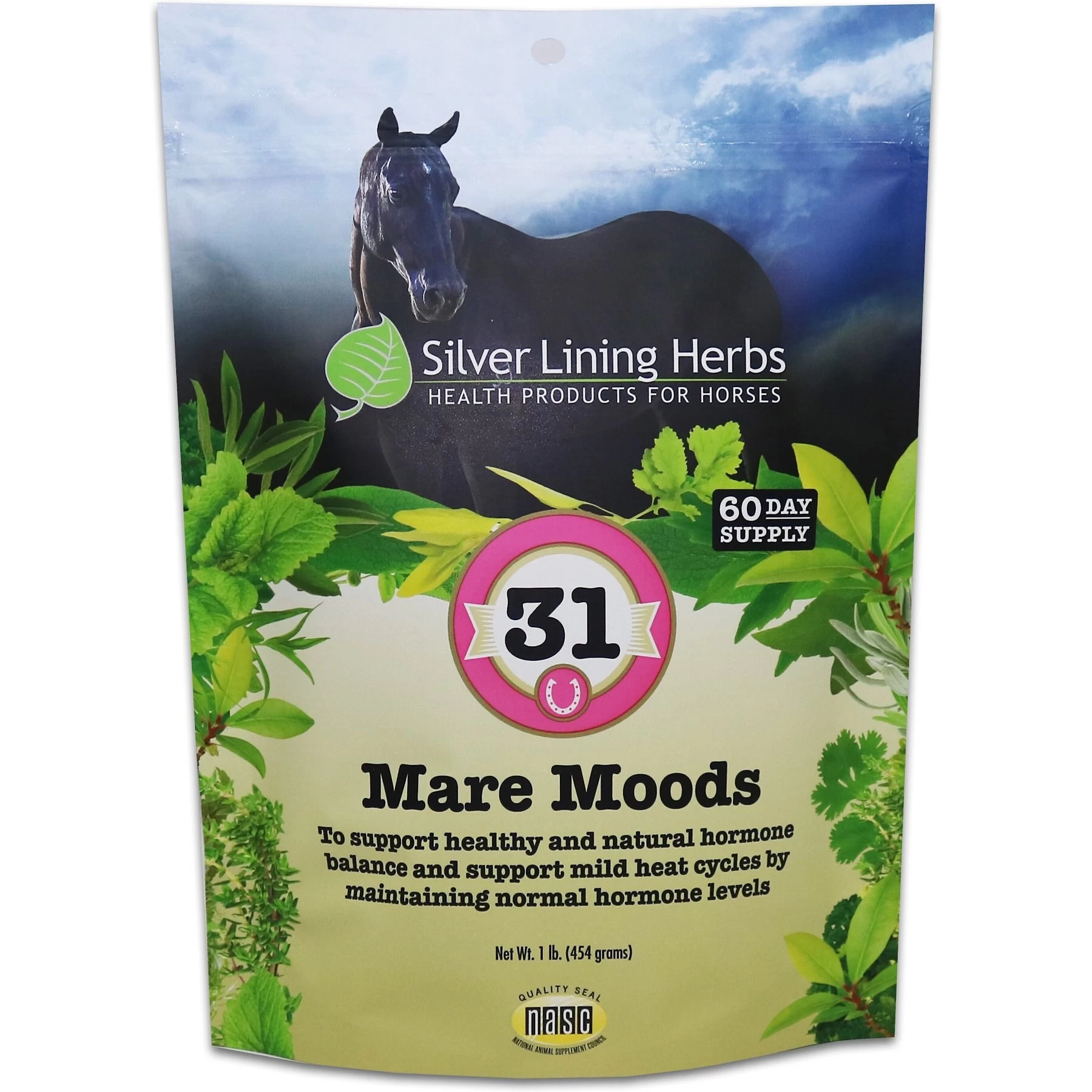 Silver Lining Herbs Mare Moods Powder Horse Supplement, 1-lb Bag 1 Silver Lining Herbs Mare Moods Powder Horse Supplement, 1-lb Bag