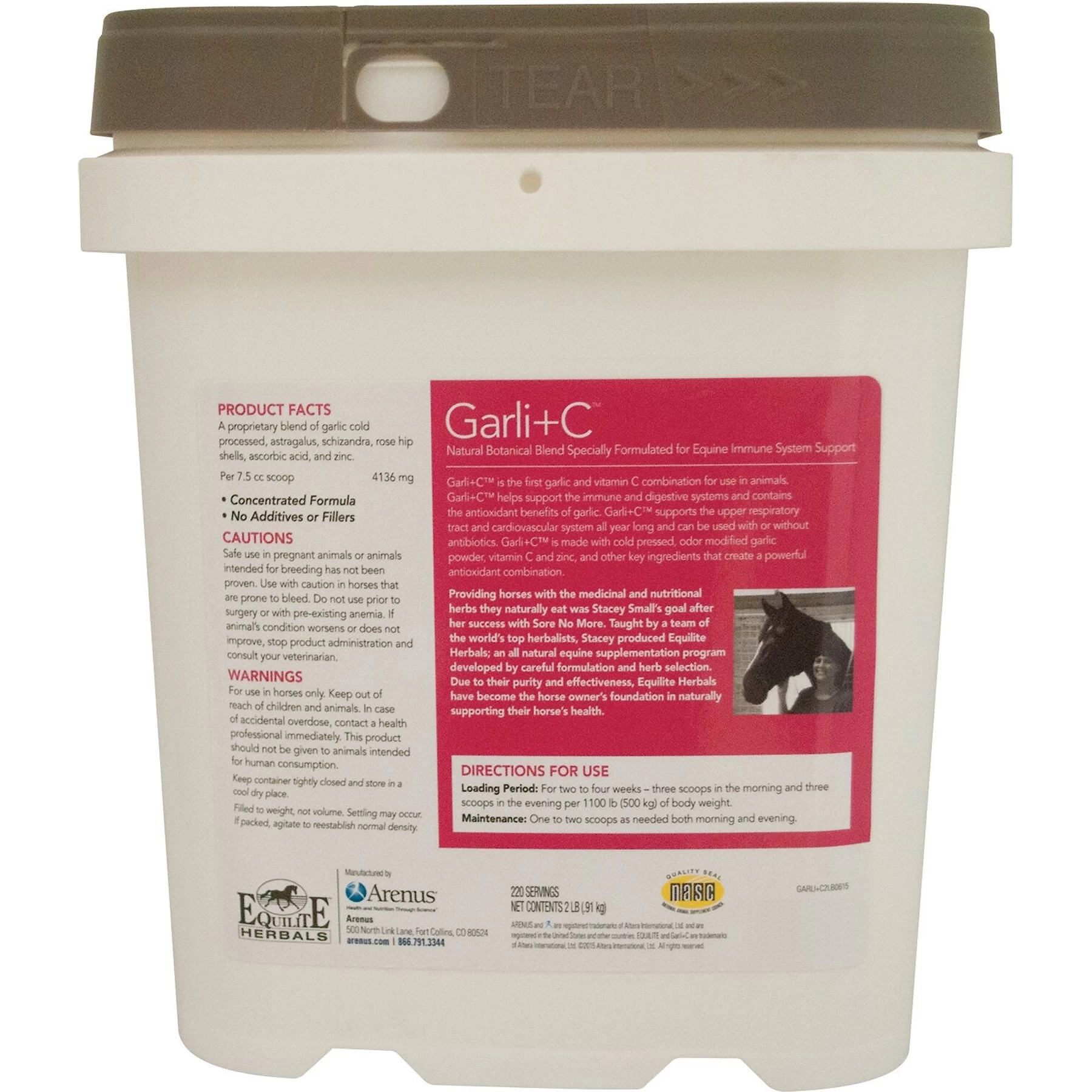 Equilite Herbals Garli+C Immune Support Powder Horse Supplement, 2-lb Tub 2 Equilite Herbals Garli+C Immune Support Powder Horse Supplement, 2-lb Tub - Image 2