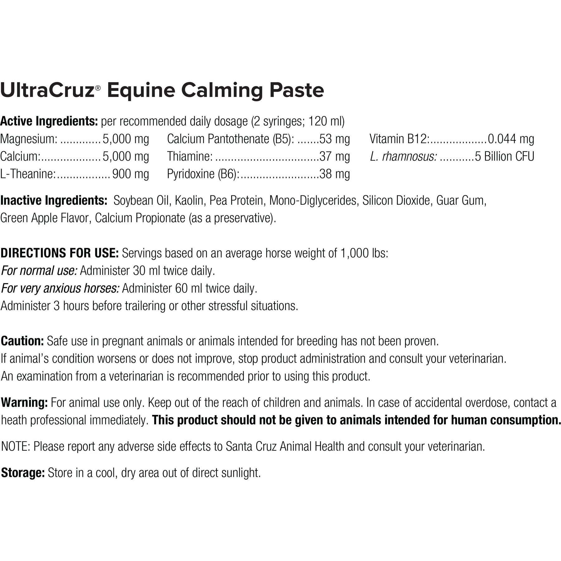 UltraCruz Calming Paste Horse Supplement, 60-mL Syringe 2 UltraCruz Calming Paste Horse Supplement, 60-mL Syringe - Image 2