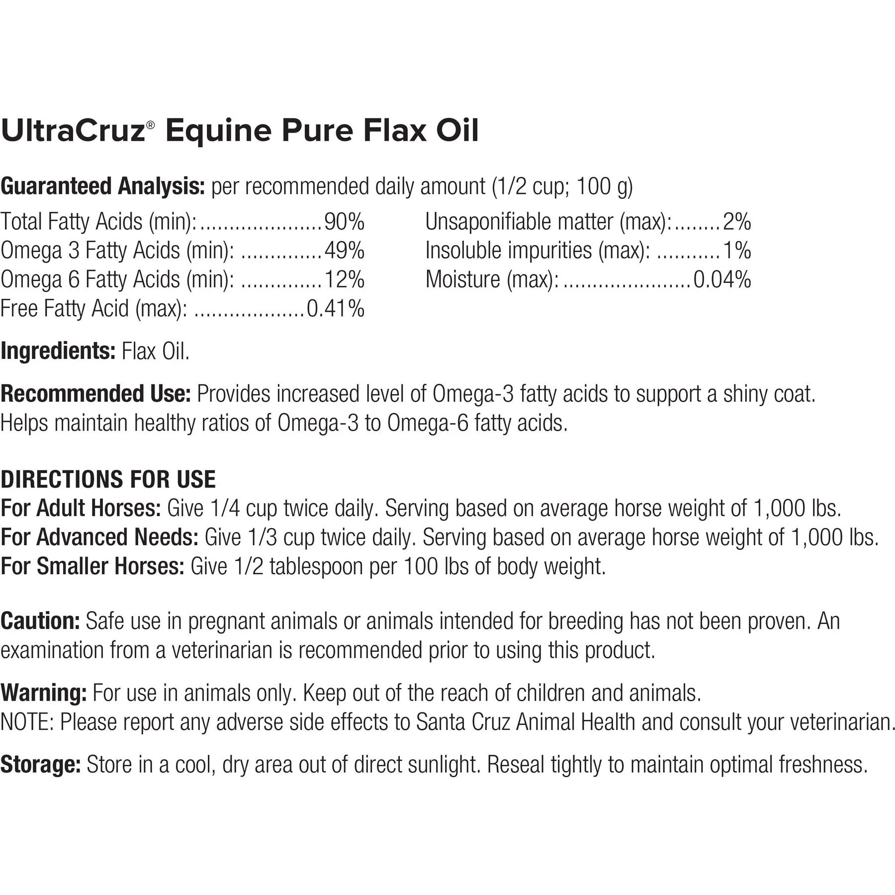 UltraCruz Pure Flax Oil Skin, Coat & Hoof Care Liquid Horse Supplement 2 UltraCruz Pure Flax Oil Skin, Coat & Hoof Care Liquid Horse Supplement - Image 2