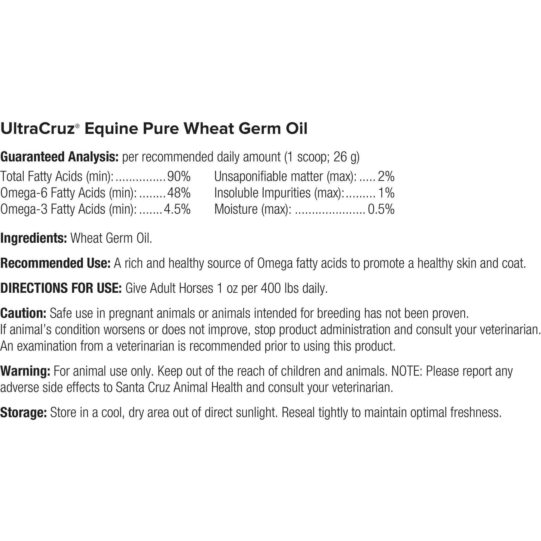UltraCruz Pure Wheat Germ Oil Skin & Coat Care Liquid Horse Supplement 2 UltraCruz Pure Wheat Germ Oil Skin & Coat Care Liquid Horse Supplement - Image 2