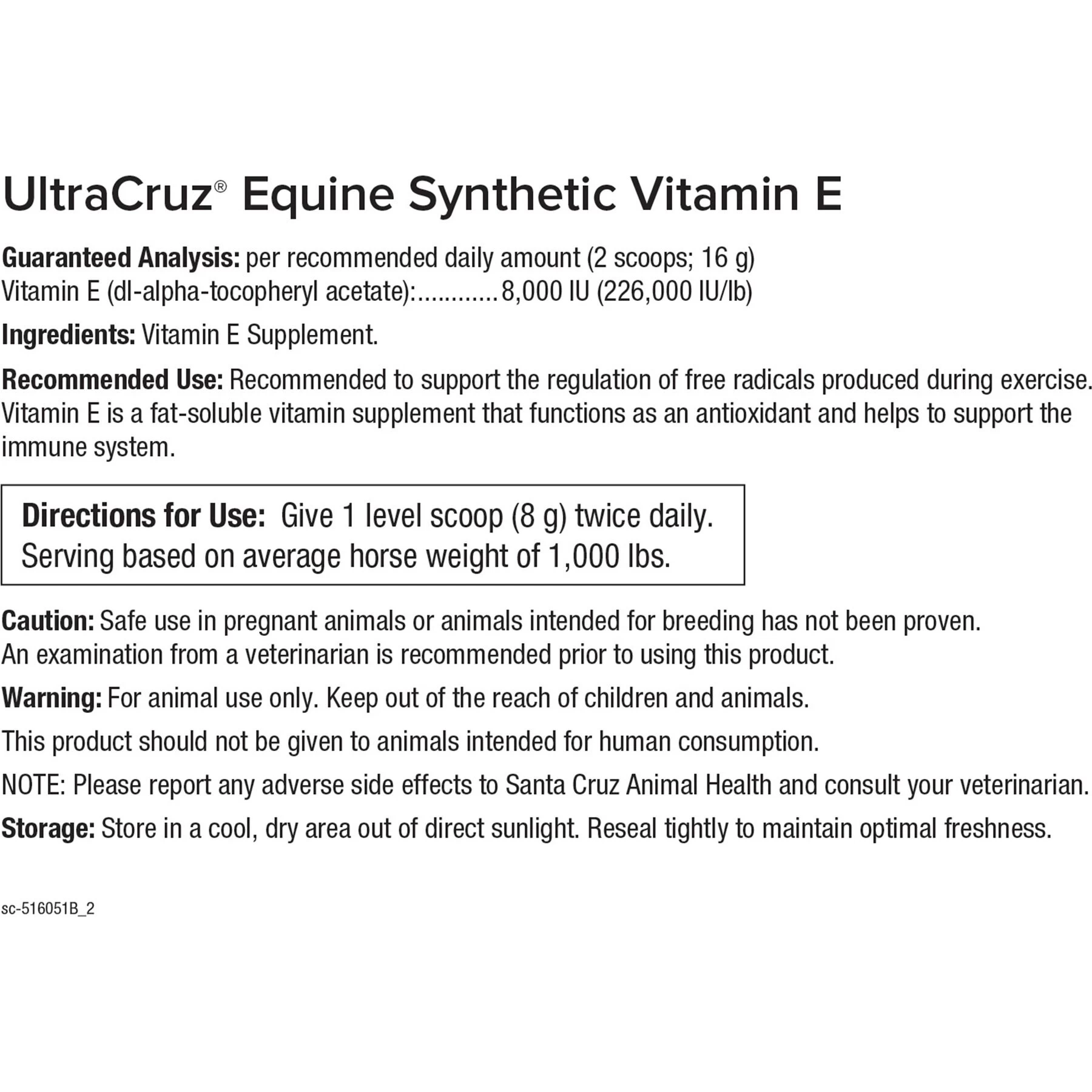 UltraCruz Synthetic Vitamin E Immune Support Powder Horse Supplement 4 UltraCruz Synthetic Vitamin E Immune Support Powder Horse Supplement - Image 4