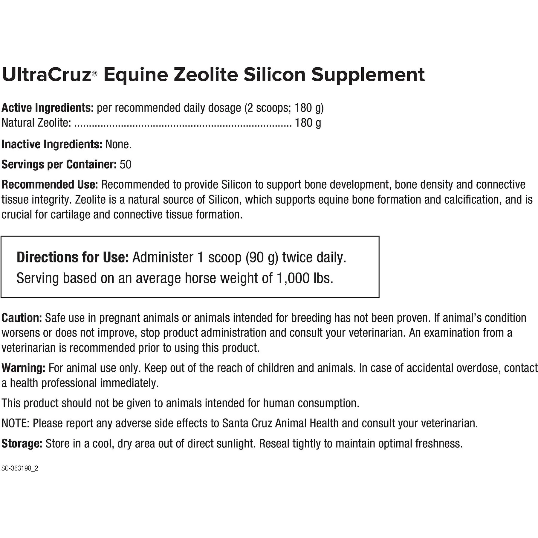 UltraCruz Zeolite Silicon Supplement Connective Tissue Support Powder Horse Supplement 4 UltraCruz Zeolite Silicon Supplement Connective Tissue Support Powder Horse Supplement - Image 4