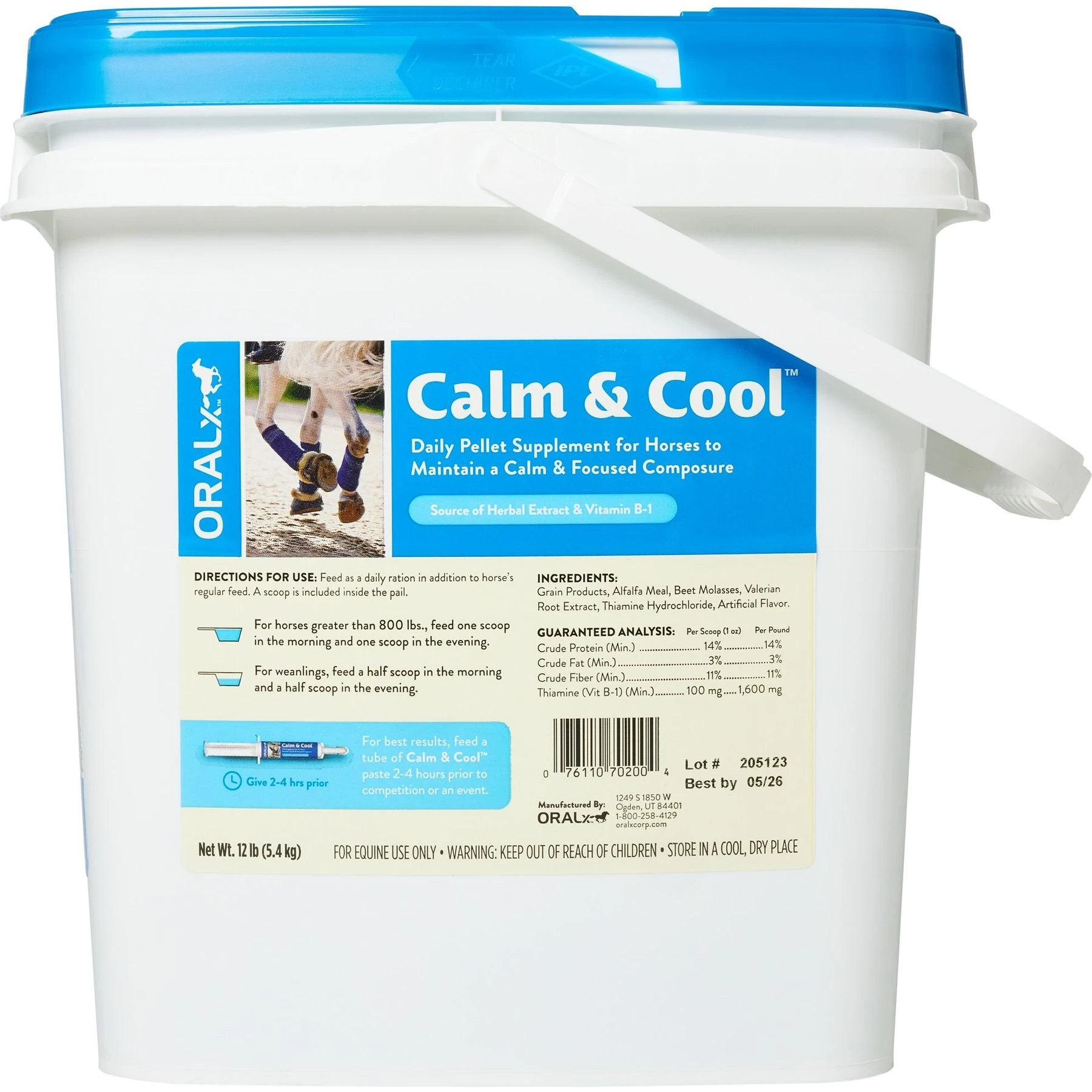 Oralx Calm & Cool Daily Calming Hay Flavor Pellets Horse Supplement, 12-lb Pail 2 Oralx Calm & Cool Daily Calming Hay Flavor Pellets Horse Supplement, 12-lb Pail - Image 2