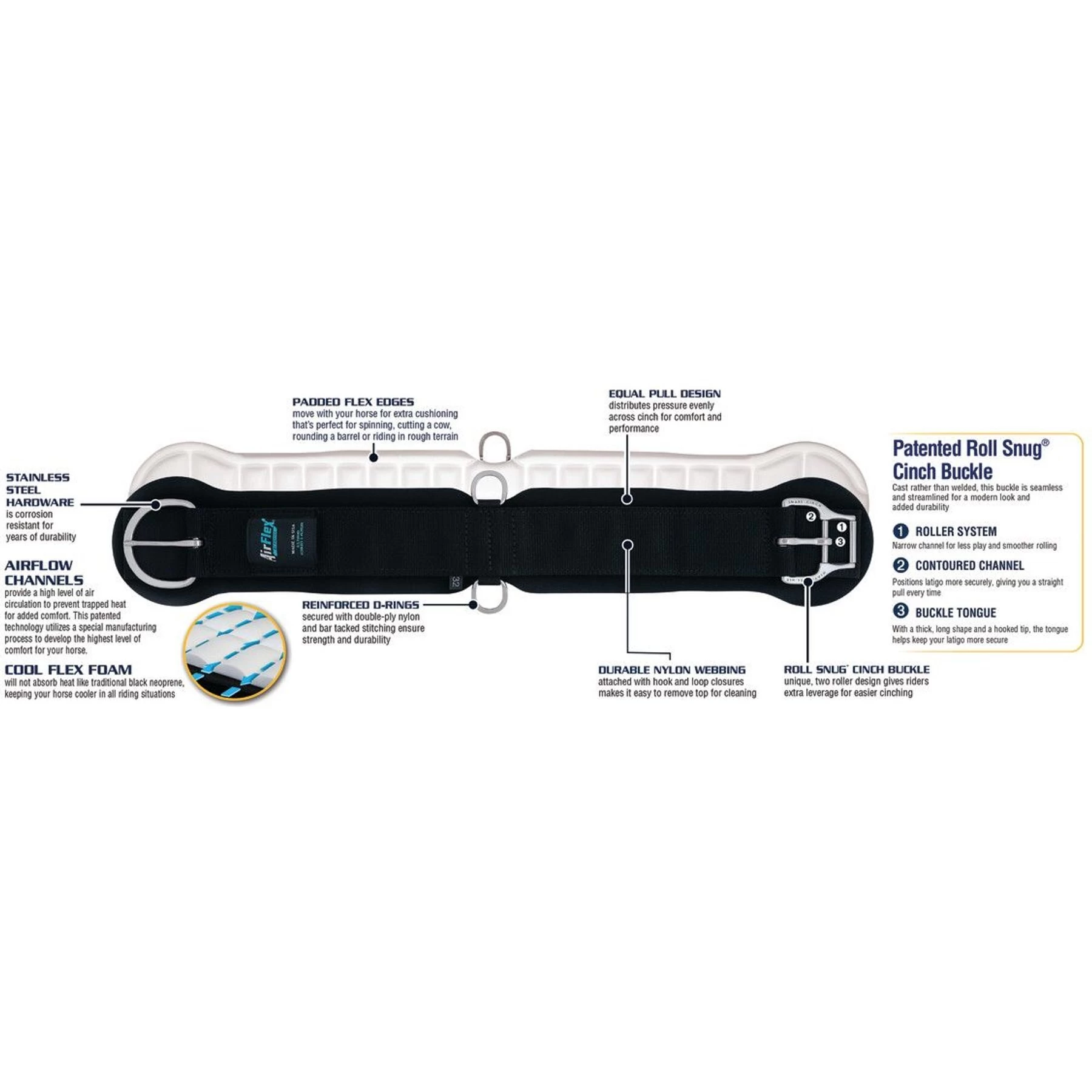 Weaver Leather AirFlex Roper Cinch & Roll Snug Horse Cinch Buckle 4 Weaver Leather AirFlex Roper Cinch & Roll Snug Horse Cinch Buckle - Image 4