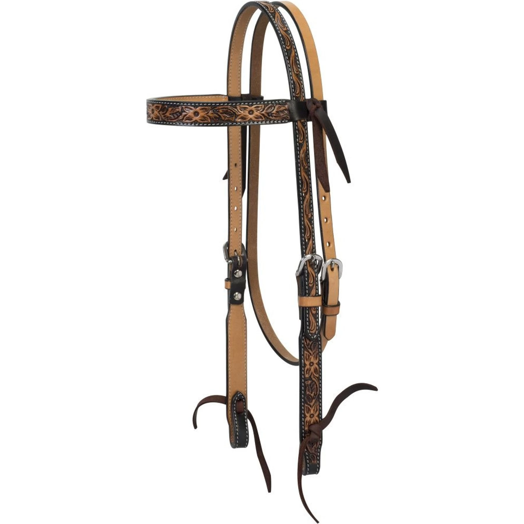 Weaver Leather Cross Floral Tooled Horse Browband Headstall 1 Weaver Leather Cross Floral Tooled Horse Browband Headstall