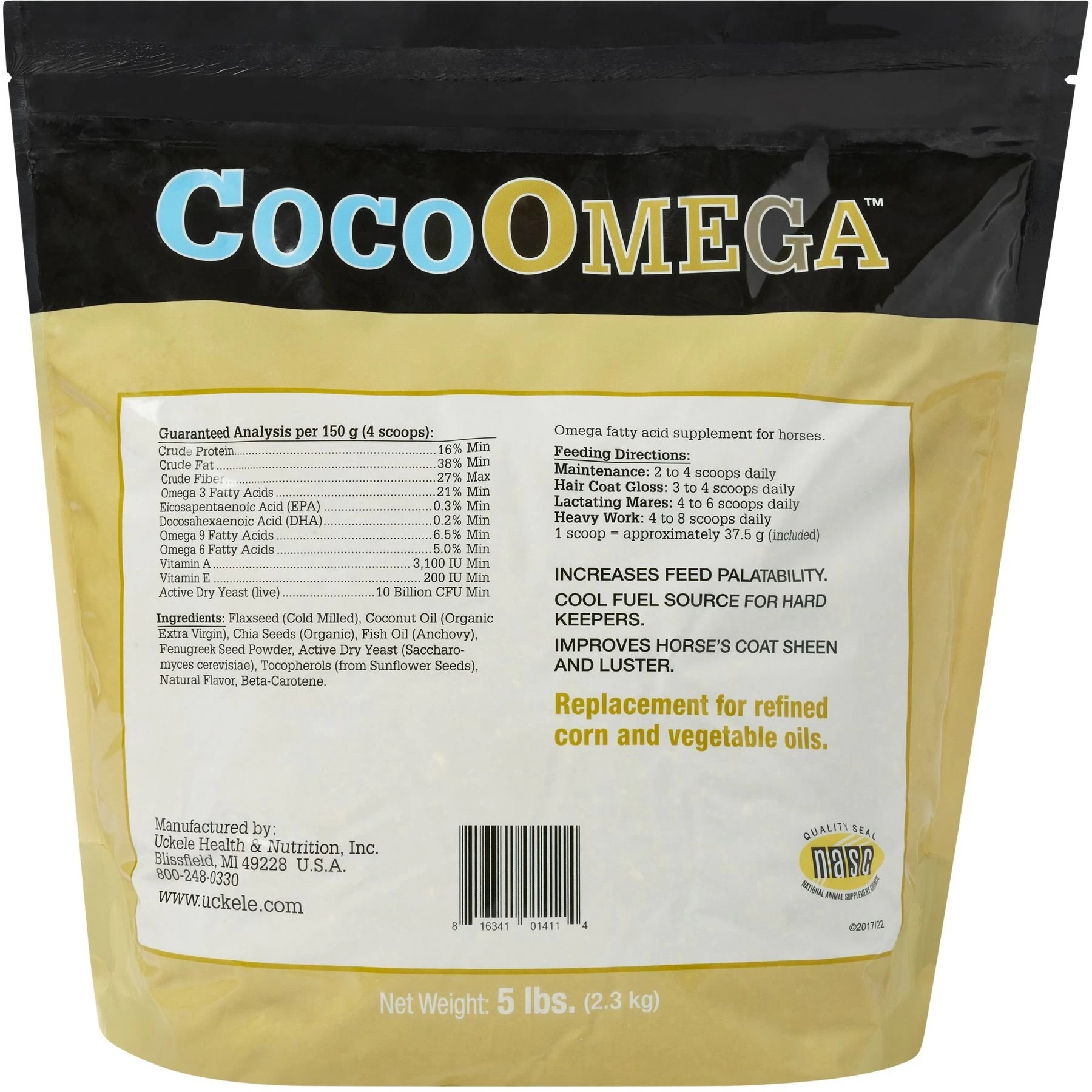 Uckele CocoOmega Fatty Acid Formula Powder Horse Supplement, 5-lb Bag 2 Uckele CocoOmega Fatty Acid Formula Powder Horse Supplement, 5-lb Bag - Image 2