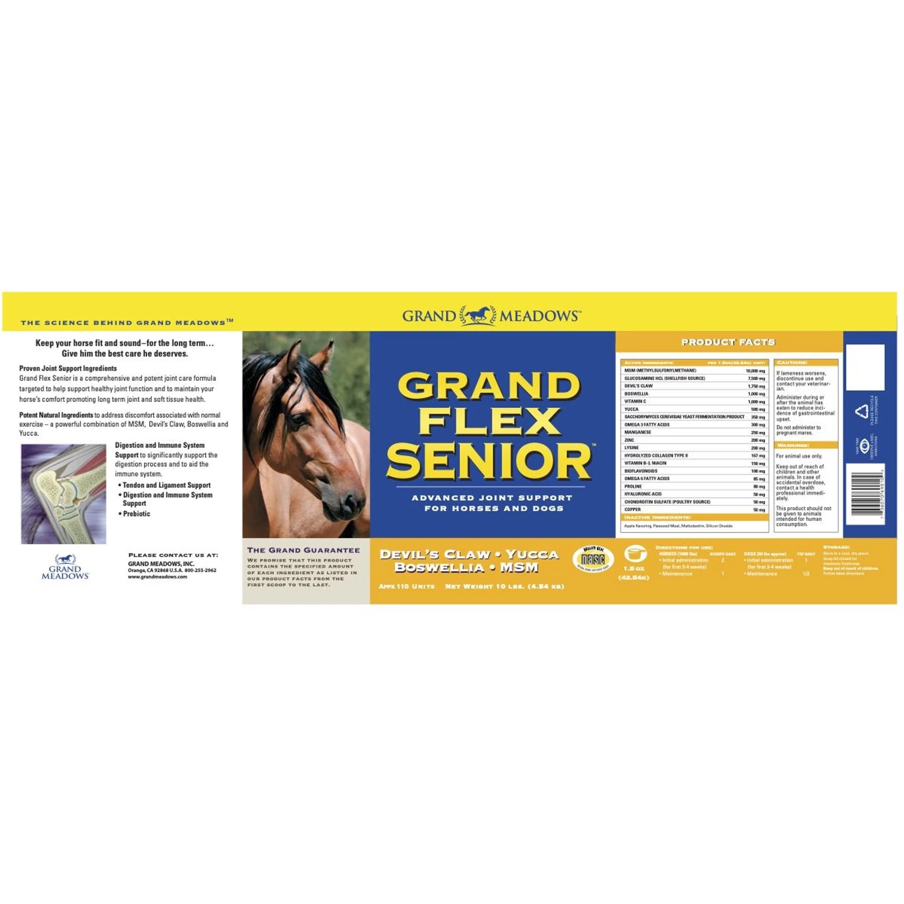 Grand Meadows Grand Flex Senior Aggressive Joint Support Powder Dog & Horse Supplement 2 Grand Meadows Grand Flex Senior Aggressive Joint Support Powder Dog & Horse Supplement - Image 2