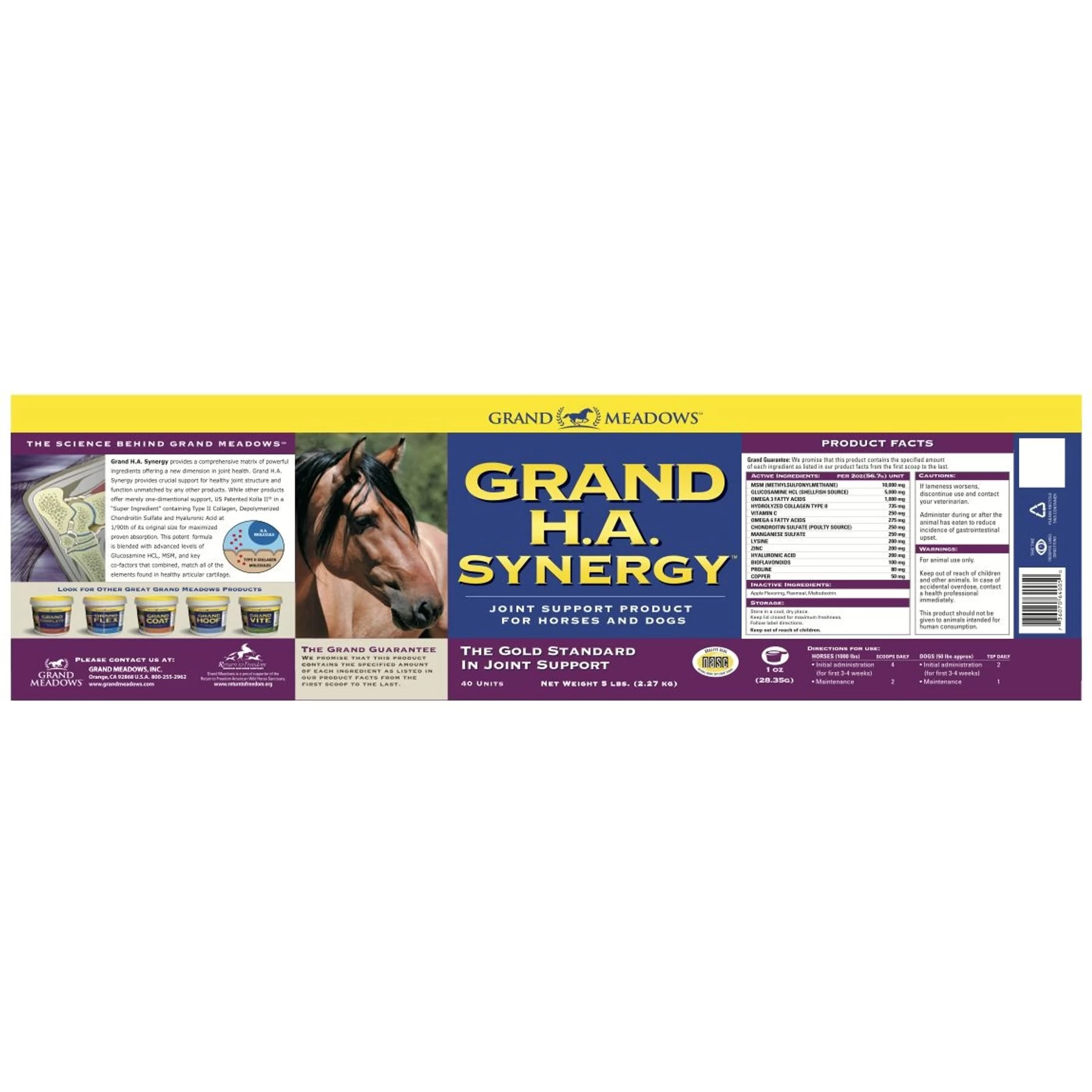 Grand Meadows Grand H.A. Synergy Joint Support Powder Dog & Horse Supplement 2 Grand Meadows Grand H.A. Synergy Joint Support Powder Dog & Horse Supplement - Image 2