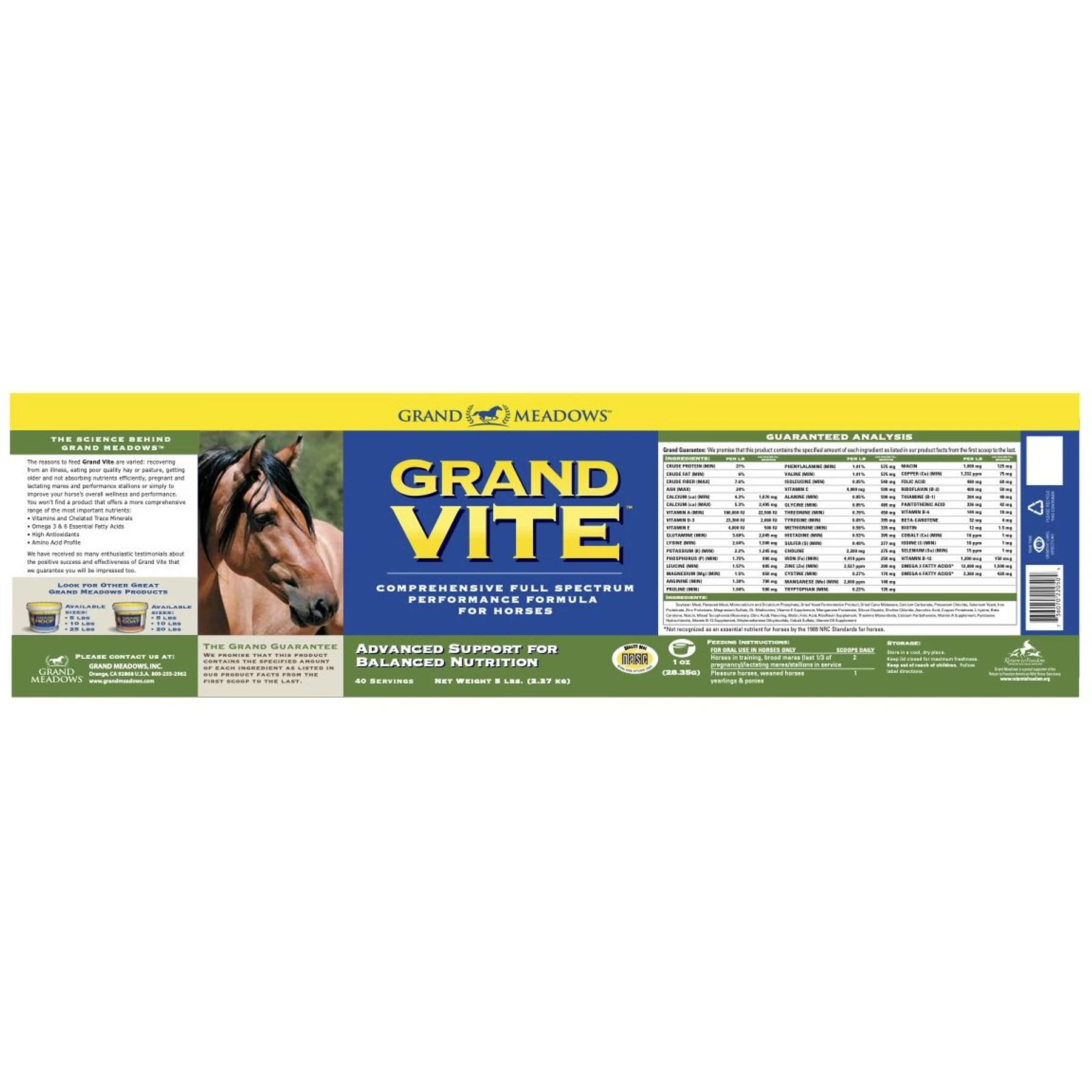Grand Meadows Grand Vite Comprehensive Full Spectrum Performance Powder Horse Supplement 2 Grand Meadows Grand Vite Comprehensive Full Spectrum Performance Powder Horse Supplement - Image 2