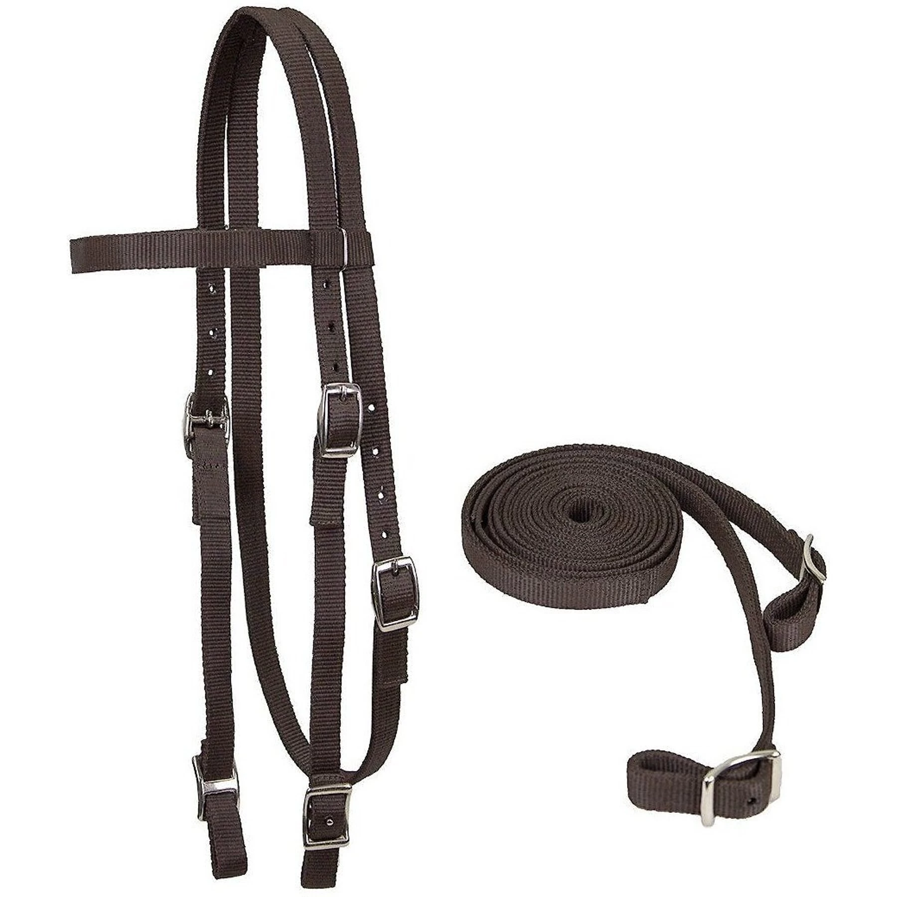 Tahoe Tack Double Layered Nylon Western Horse Headstall & Reins, Full 1 Tahoe Tack Double Layered Nylon Western Horse Headstall & Reins, Full
