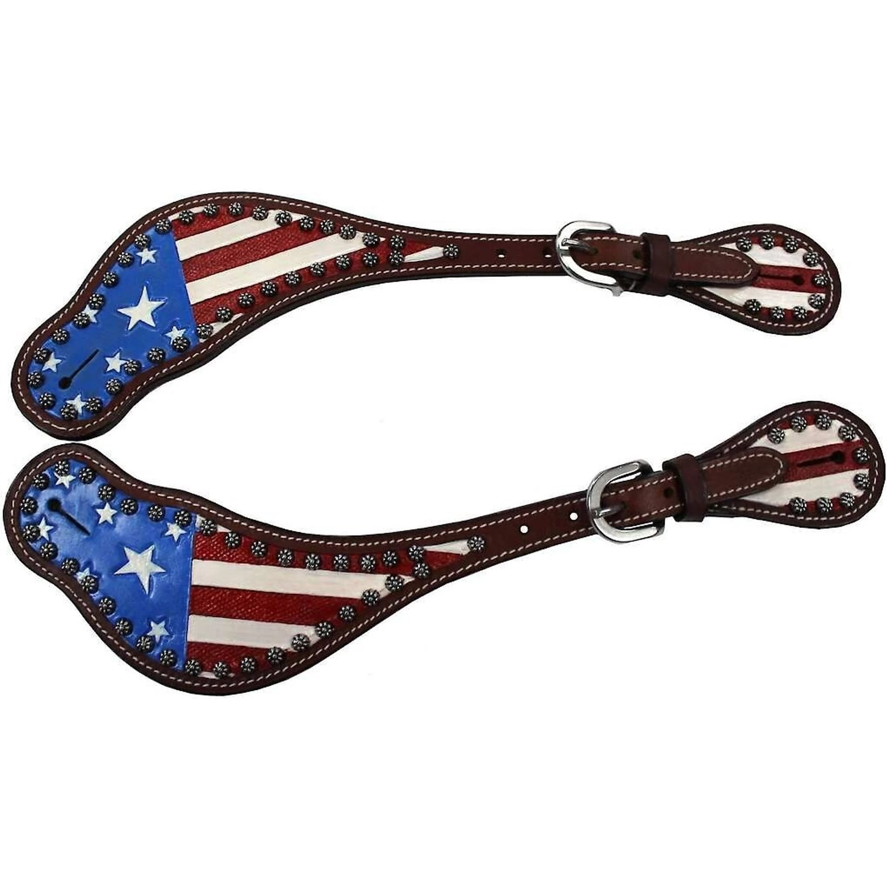 Tahoe Tack American Flag Leather Western Mens Spur Straps 2 Tahoe Tack American Flag Leather Western Mens Spur Straps - Image 2