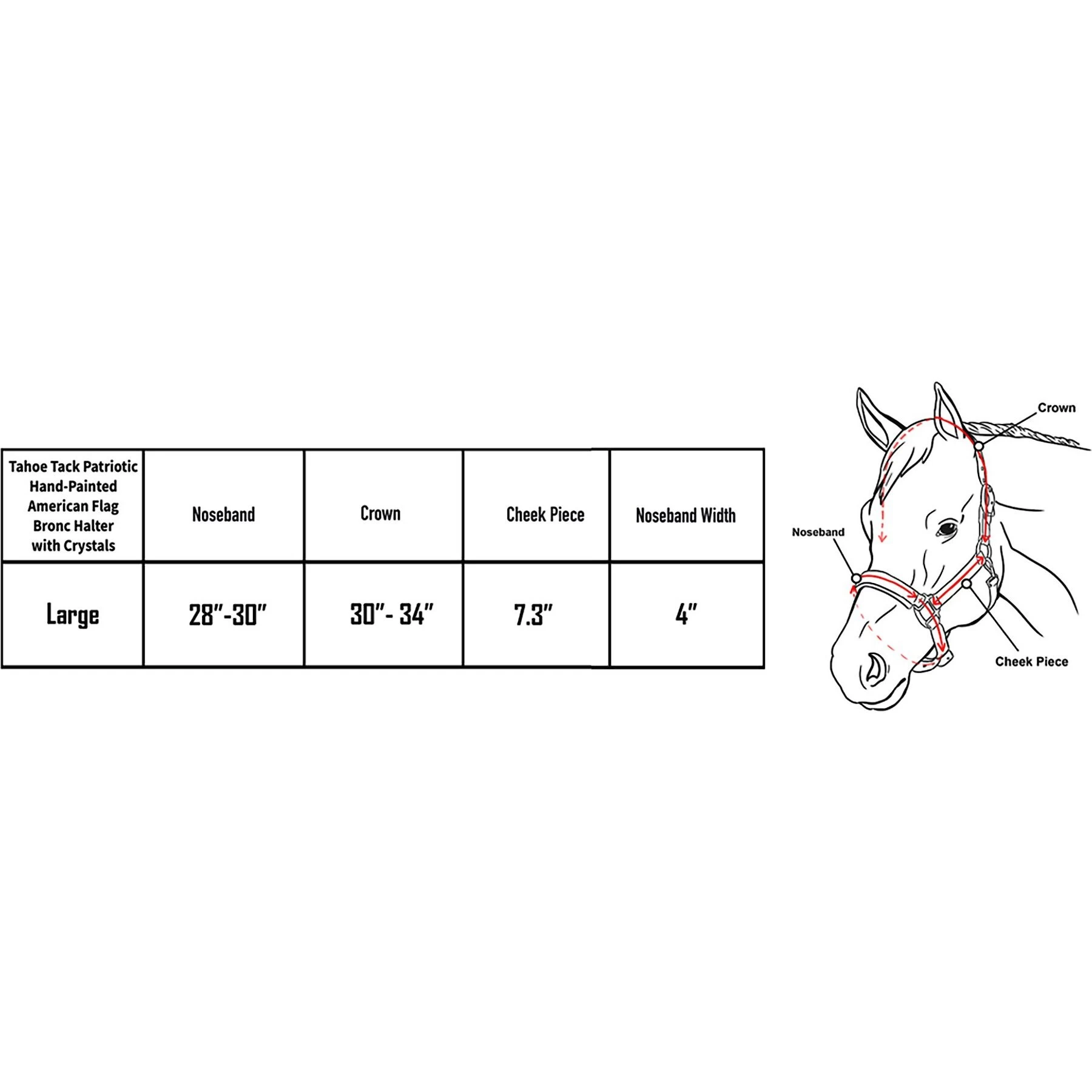 Tahoe Tack Patriotic Hand-Painted American Flag Crystals Bronc Horse Halter, Full 3 Tahoe Tack Patriotic Hand-Painted American Flag Crystals Bronc Horse Halter, Full - Image 3