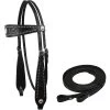 Tahoe Tack Midnight Black Horse Browband Headstall & Split Reins, Full