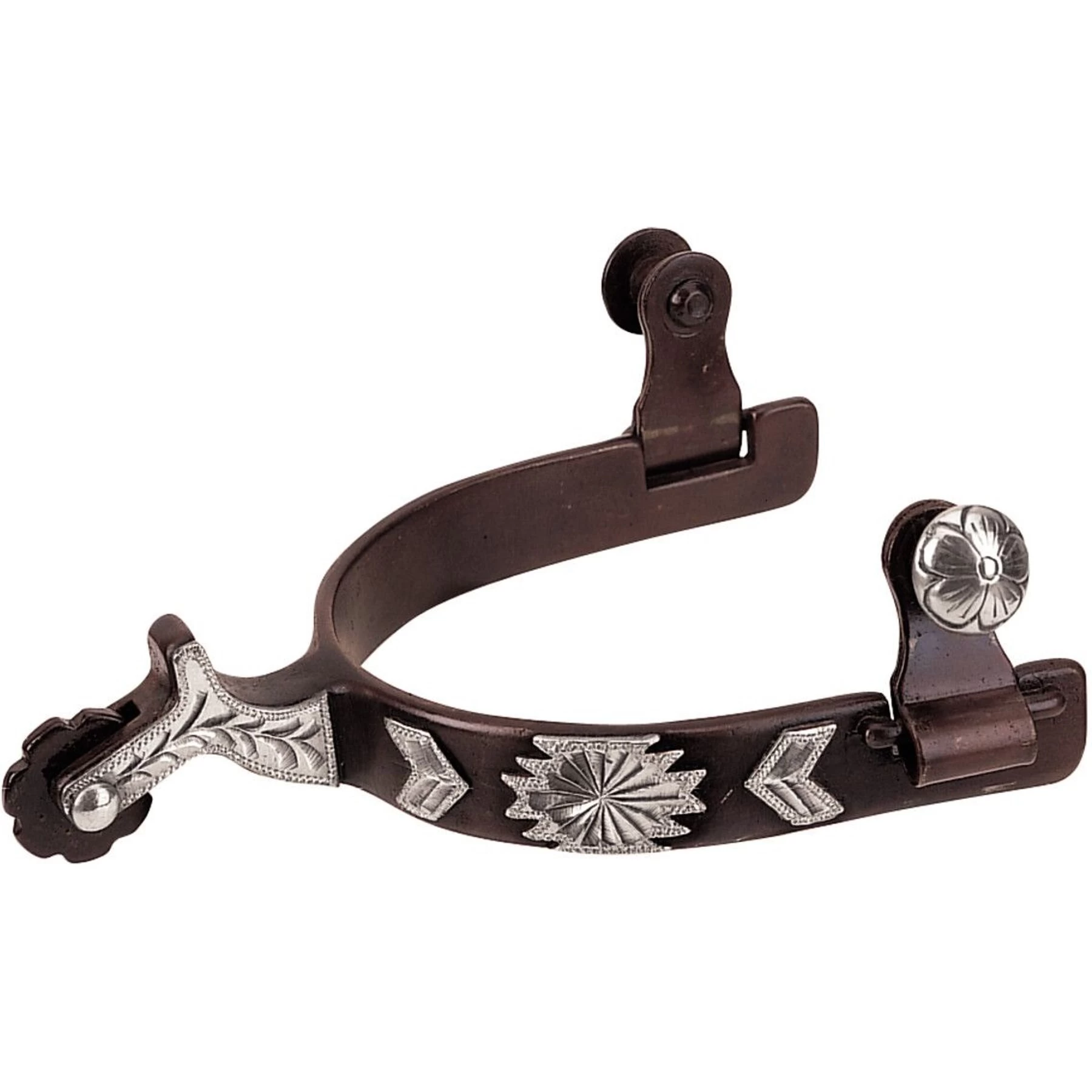 Weaver Leather Engraved German Silver Trim Men's Chap Guard Spurs 1 Weaver Leather Engraved German Silver Trim Men's Chap Guard Spurs