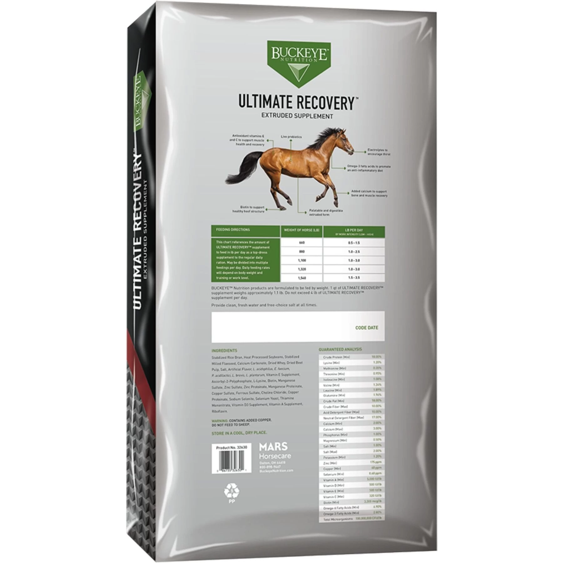 Buckeye Nutrition Ultimate Recovery Extruded Performance Pellets Horse Supplement, 30-lb Bag 2 Buckeye Nutrition Ultimate Recovery Extruded Performance Pellets Horse Supplement, 30-lb Bag - Image 2