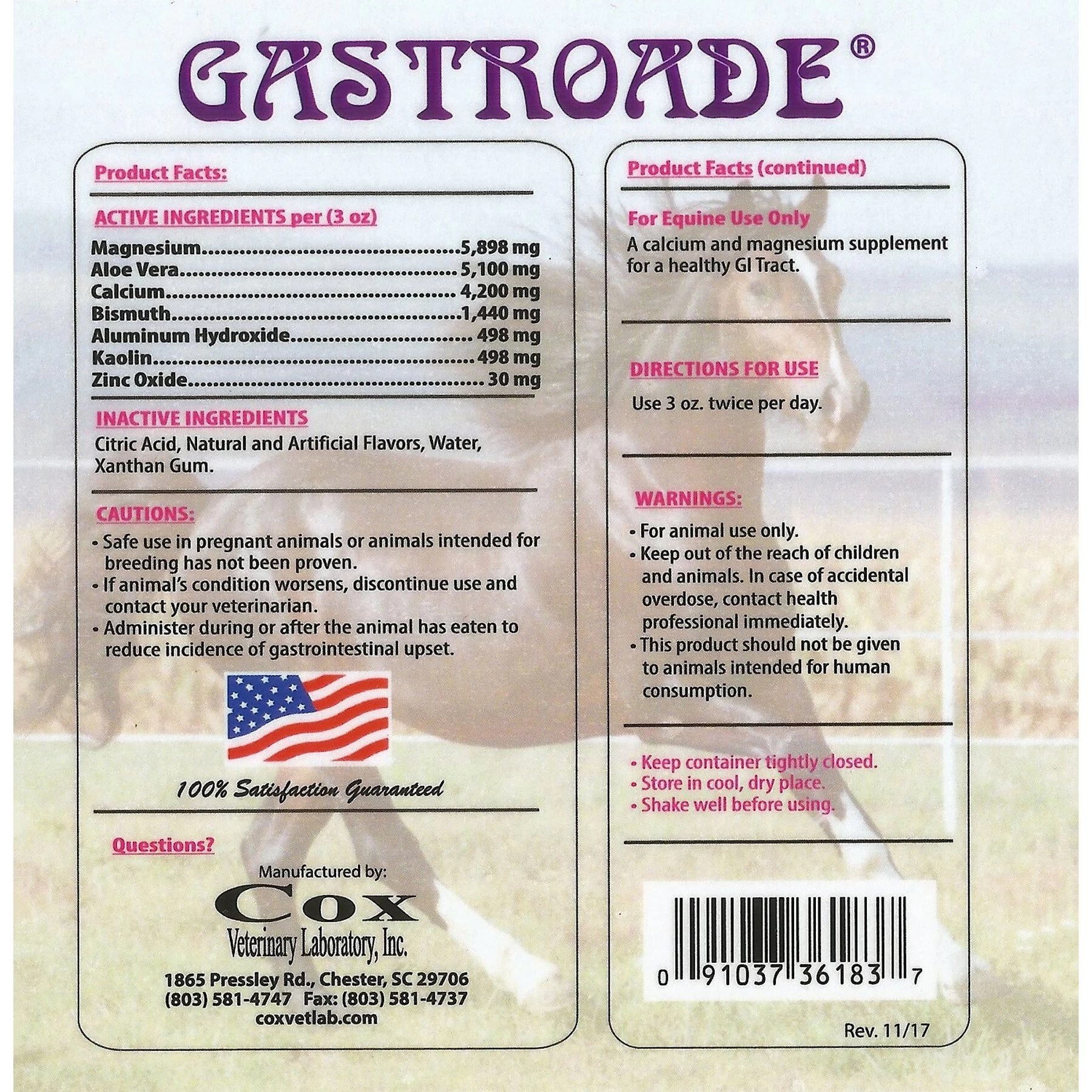 Cox Vet Lab Gastroade Liquid Horse Supplement, 1-gal Bottle 2 Cox Vet Lab Gastroade Liquid Horse Supplement, 1-gal Bottle - Image 2