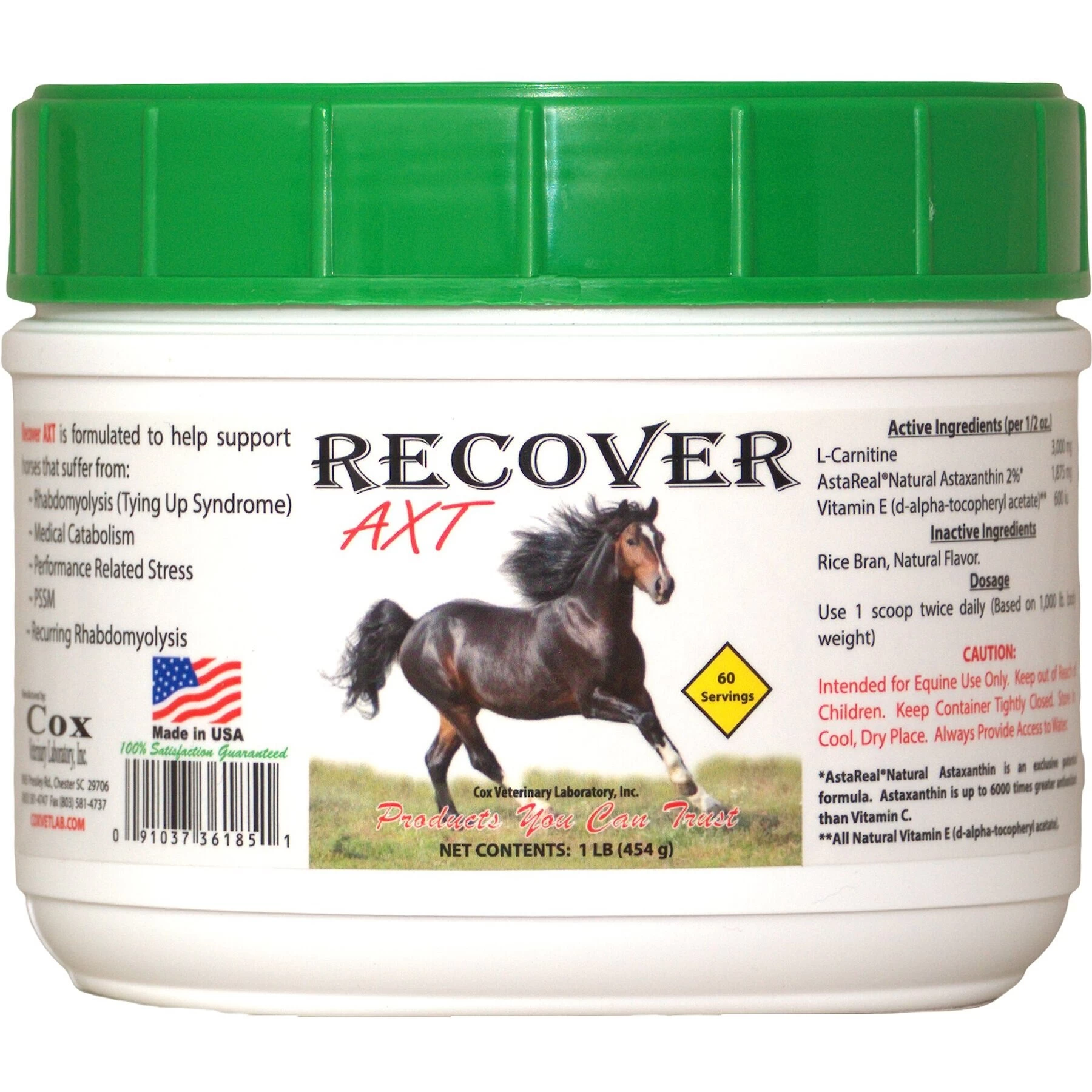 Cox Vet Lab Recover AXT Powder Horse Supplement, 1-lb Jar 1 Cox Vet Lab Recover AXT Powder Horse Supplement, 1-lb Jar