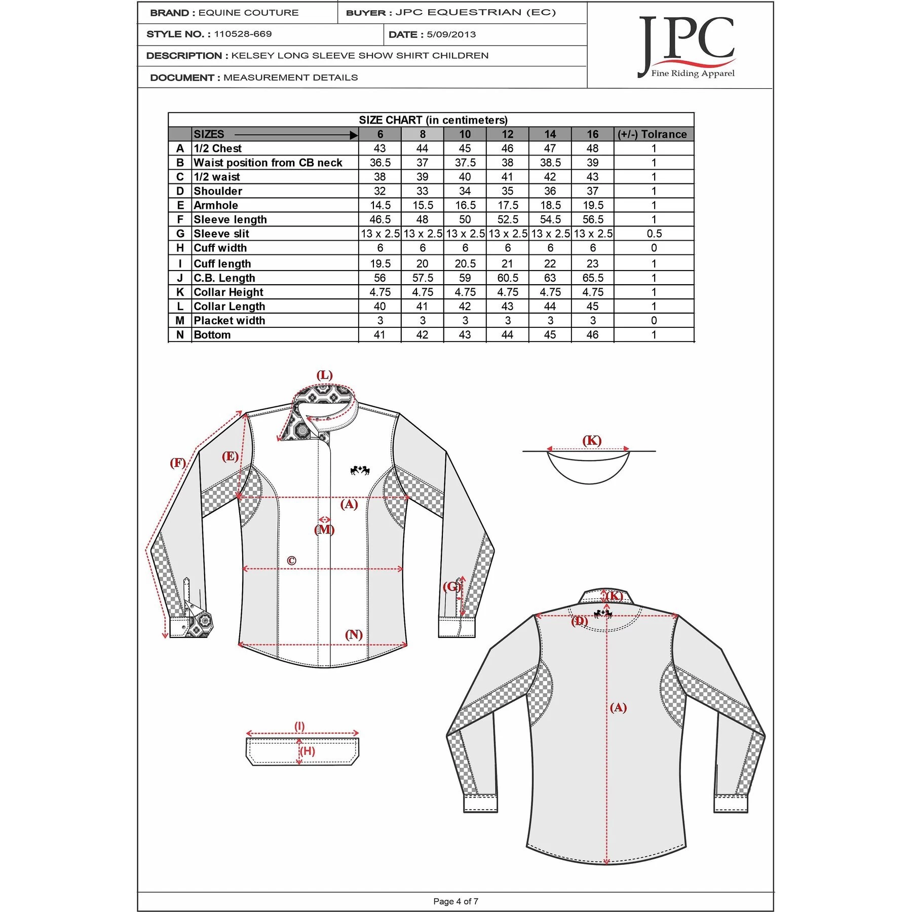 Equine Couture Children's Kelsey Long Sleeve Show Shirt 2 Equine Couture Children's Kelsey Long Sleeve Show Shirt - Image 2