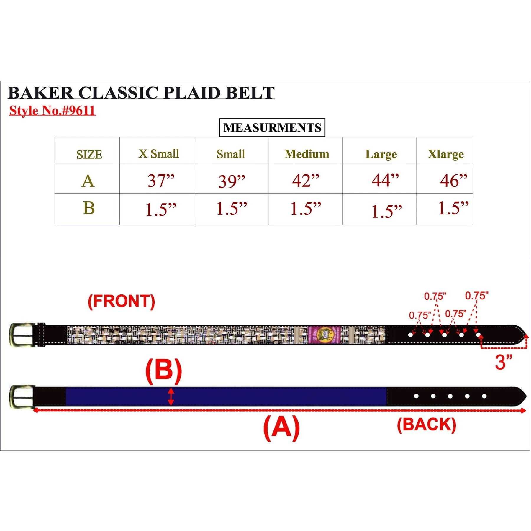 Baker Ladies Classic Plaid Belt 2 Baker Ladies Classic Plaid Belt - Image 2