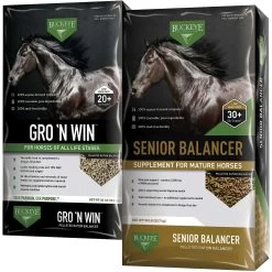Buckeye Nutrition Gro 'N Win Pelleted Horse Feed & Buckeye Nutrition Senior Balancer Joint Support Senior Horse Feed