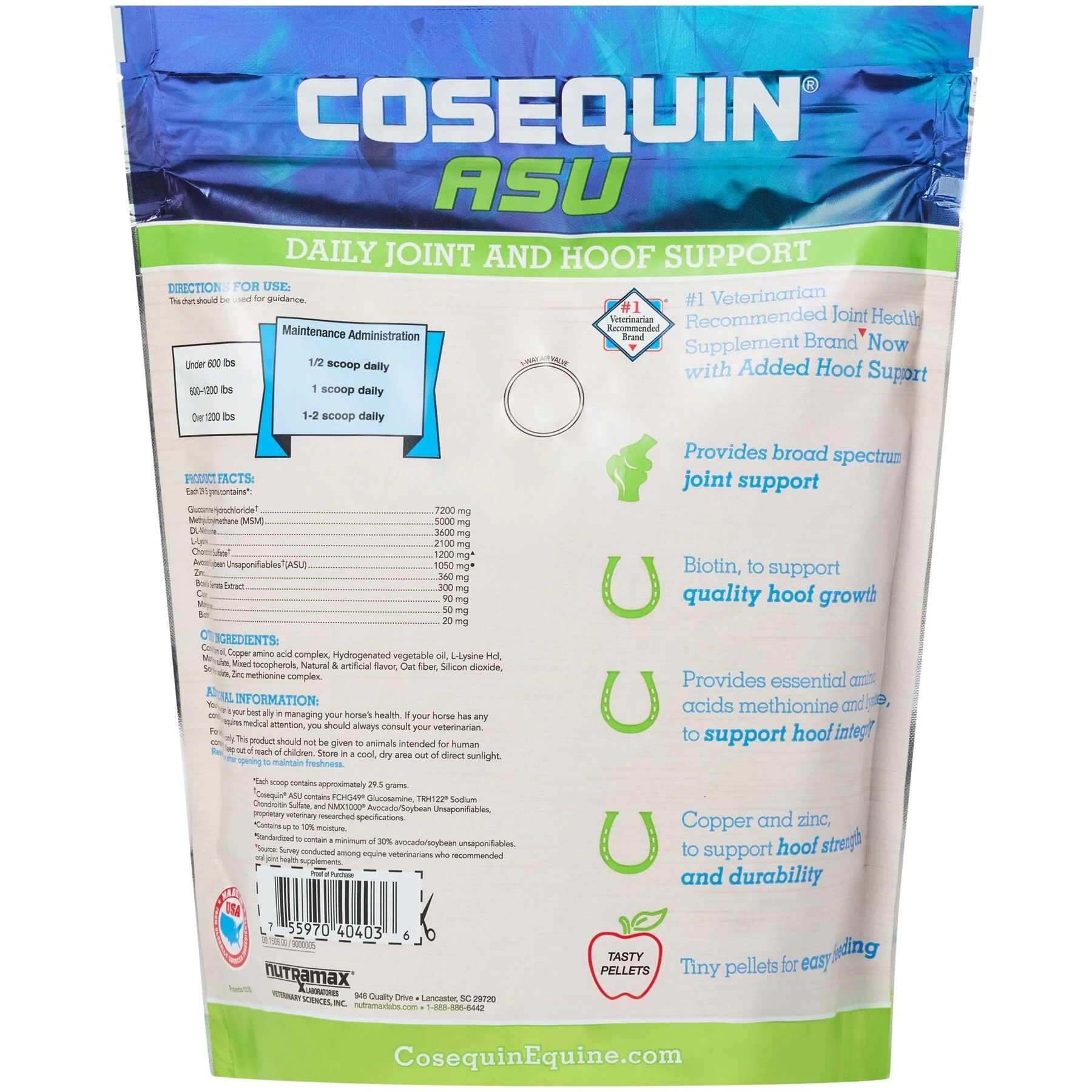 Nutramax Cosequin Pellets Joint & Hoof Joint Health Supplement For Horses, 1200-grams 2 Nutramax Cosequin Pellets Joint & Hoof Joint Health Supplement For Horses, 1200-grams - Image 2