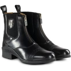 B Vertigo Womens Saturn Front-Zip Leather Paddock Boots, Black
