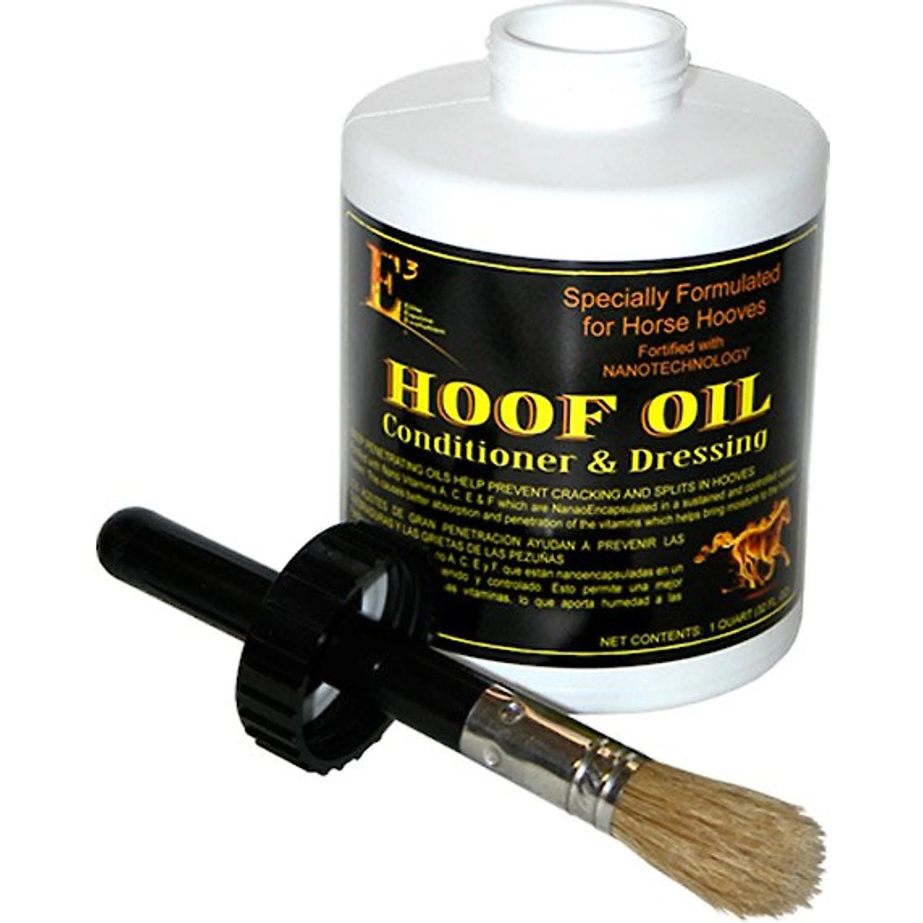 E3 Hoof Oil With Brush Horse, 32-oz Bottle 1 E3 Hoof Oil With Brush Horse, 32-oz Bottle