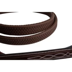 Huntley Equestrian Fancy Stitched Rubber Horse Reins Brown, Full -Horse Supplies Shop 514846 PT4. AC SS1800 V1657658301