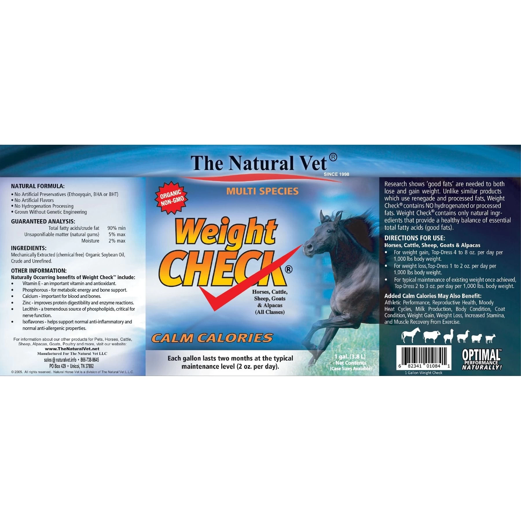 The Natural Vet Weight Check Oil Horse Supplement, 1-gal Bottle 2 The Natural Vet Weight Check Oil Horse Supplement, 1-gal Bottle - Image 2